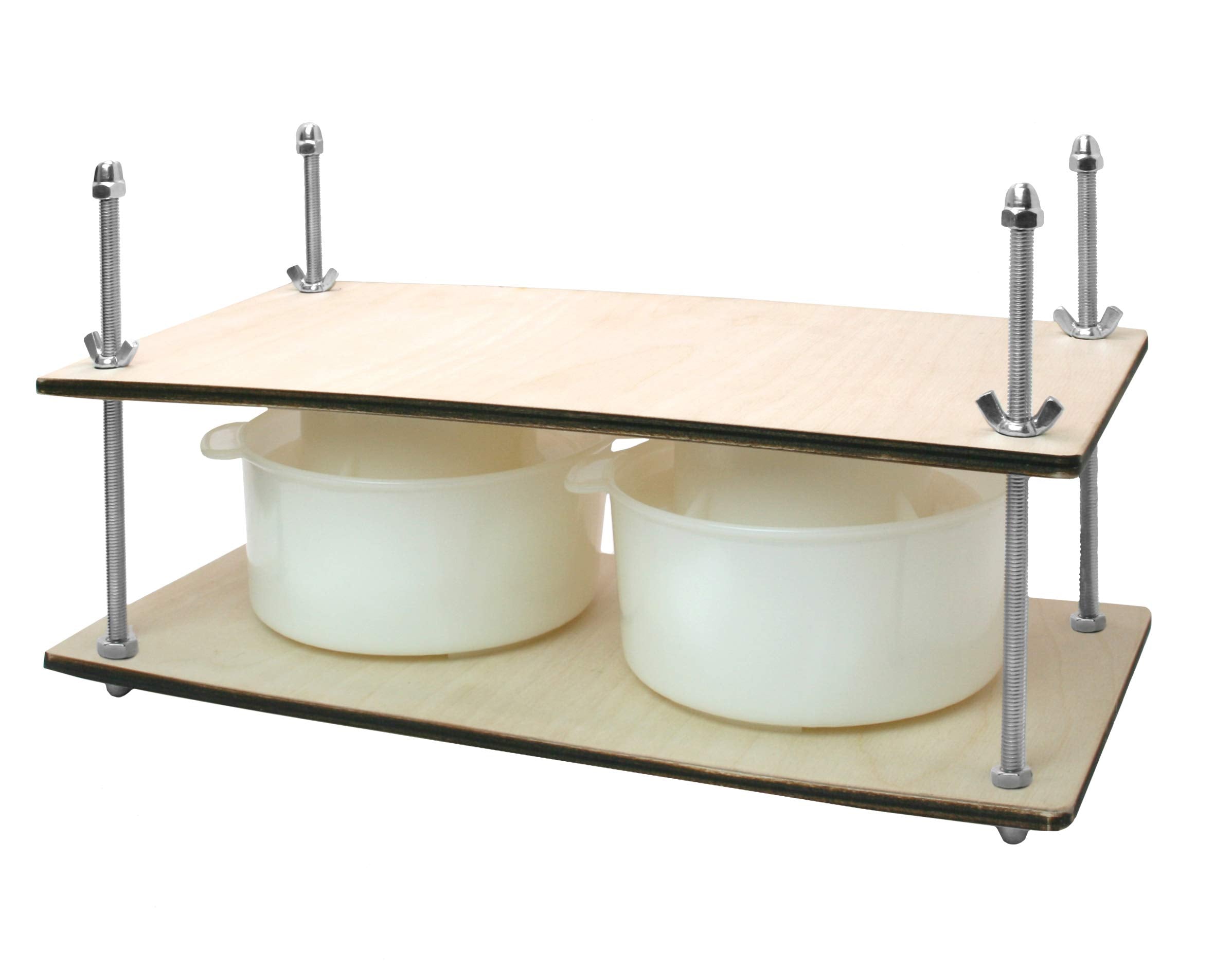 Wooden Cheese Press For Cheese Making Supplies 16In Metal Guides And 2 Pcs Cheese Mold With Follower Piston 1.3Qt - Large Home S