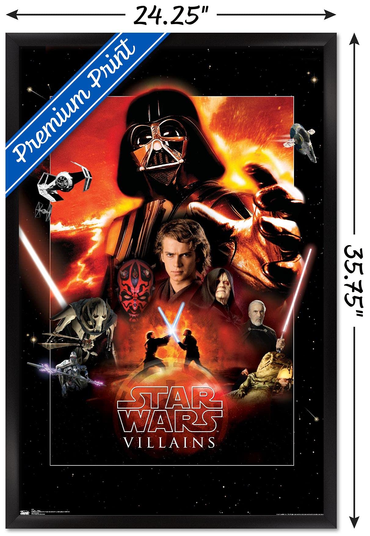 Trends International Star Wars: Saga - Villains Wall Poster, 22.375'' X 34'', Black Framed Version