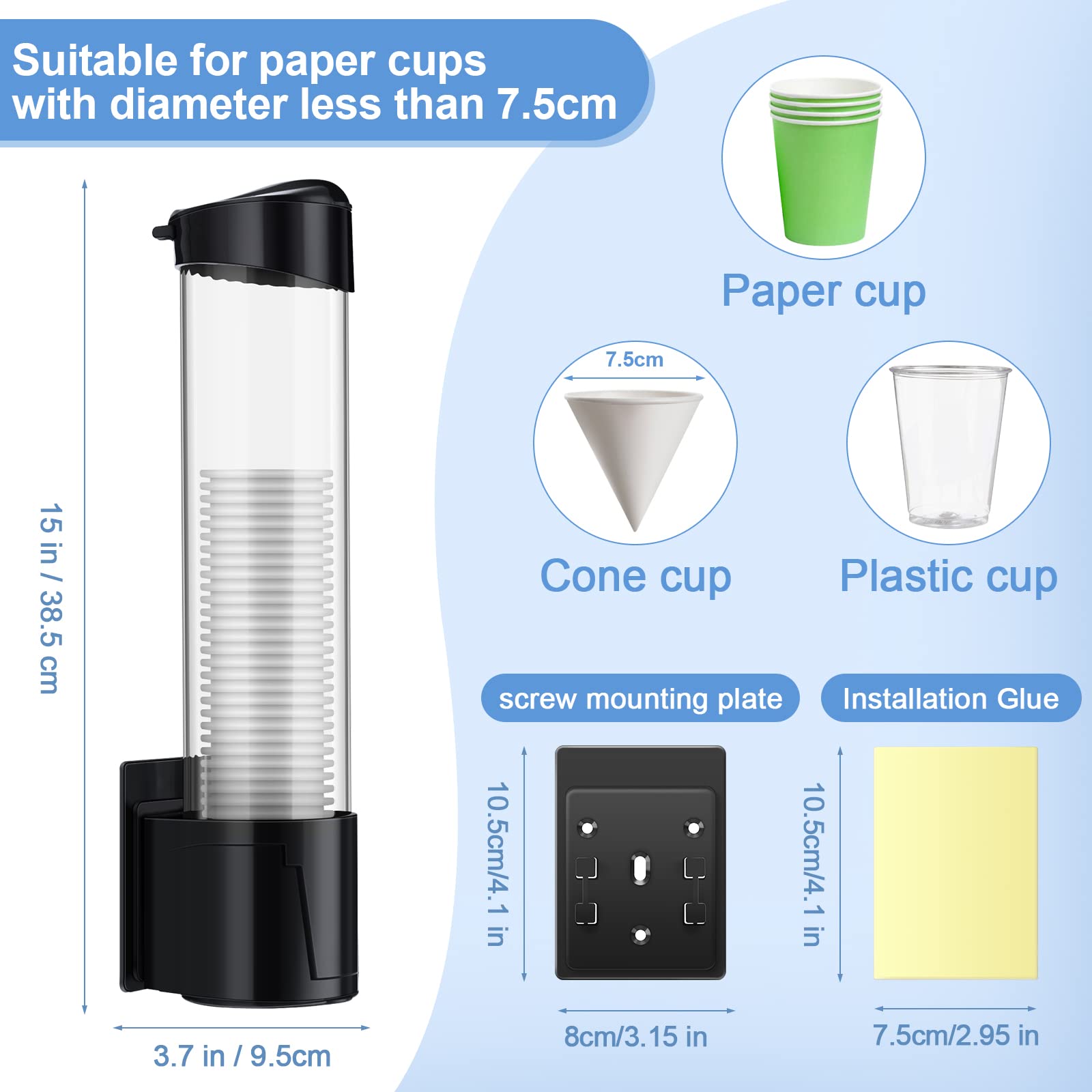 2 Pieces Cup Dispenser Pull Type Automatic Remover Cup Holder Fit 5 Oz To 7Oz Plastic Water Machine Cup Holder Wall Mount Bathro