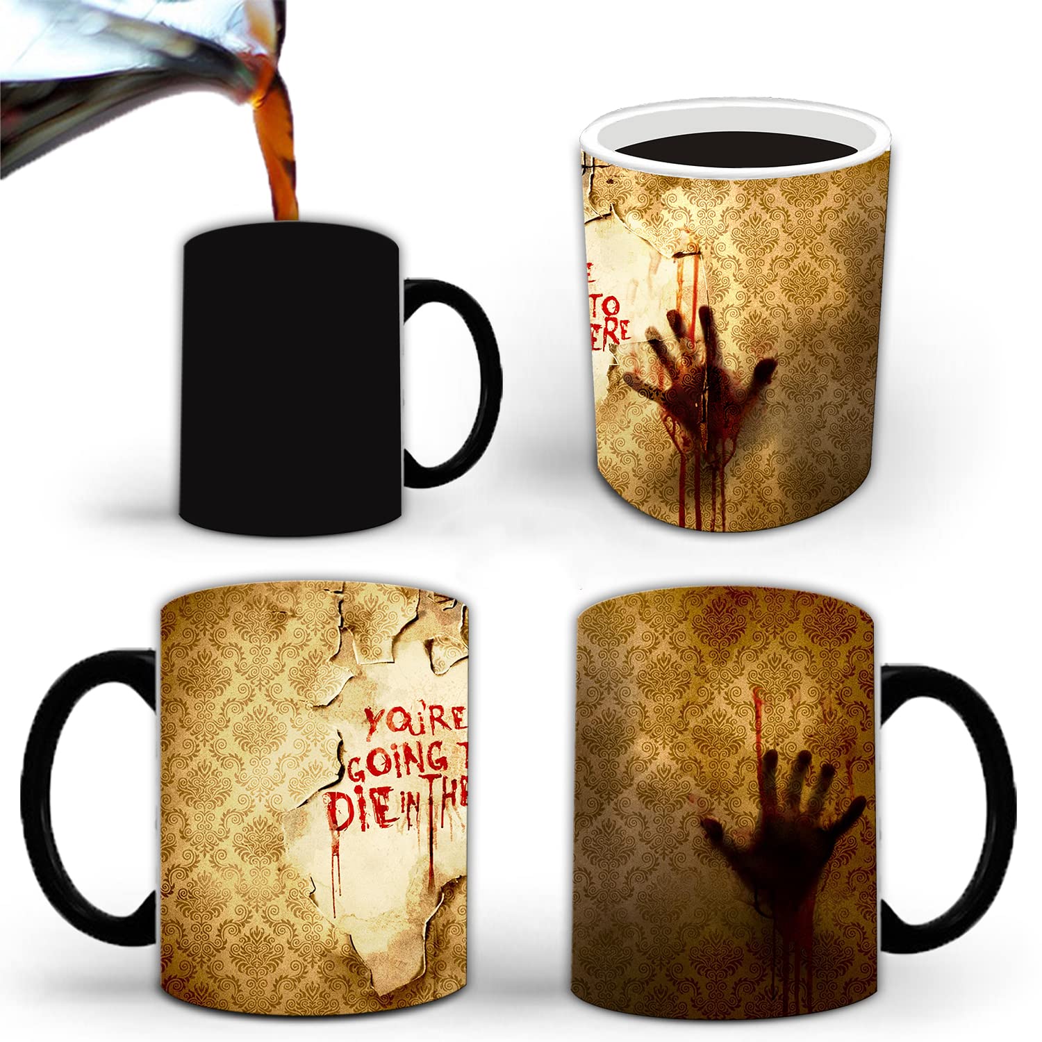Aigori Walking Dead Coffee Mug(11Oz), You'Re Going To Die In There, Heat Sensitive Color Changing Horror Mug, Gift For Men Women
