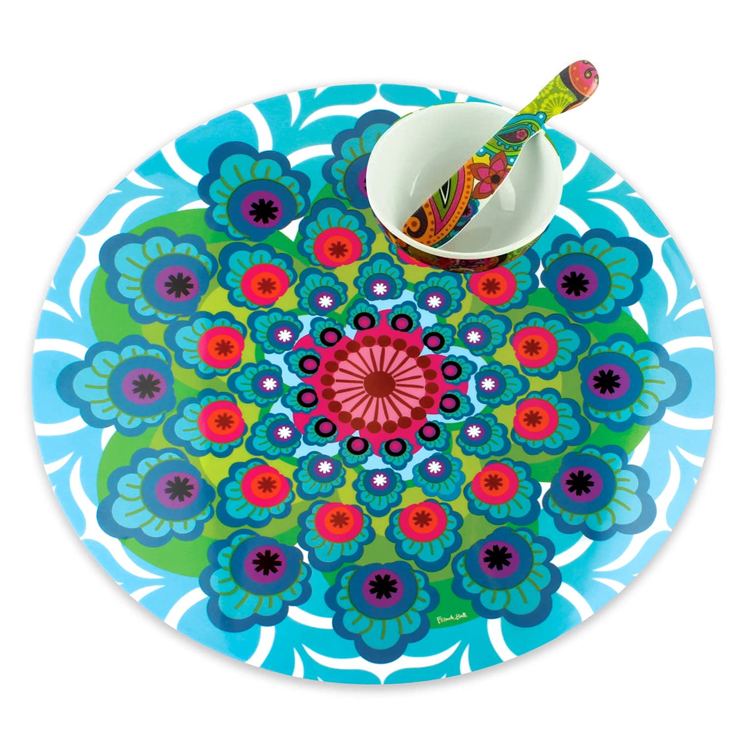 French Bull Lazy Susan Round Rotating Melamine Kitchen Pantry Cabinet Tableware Organizer-Platter, Turntable, Serving, 15-Inch,