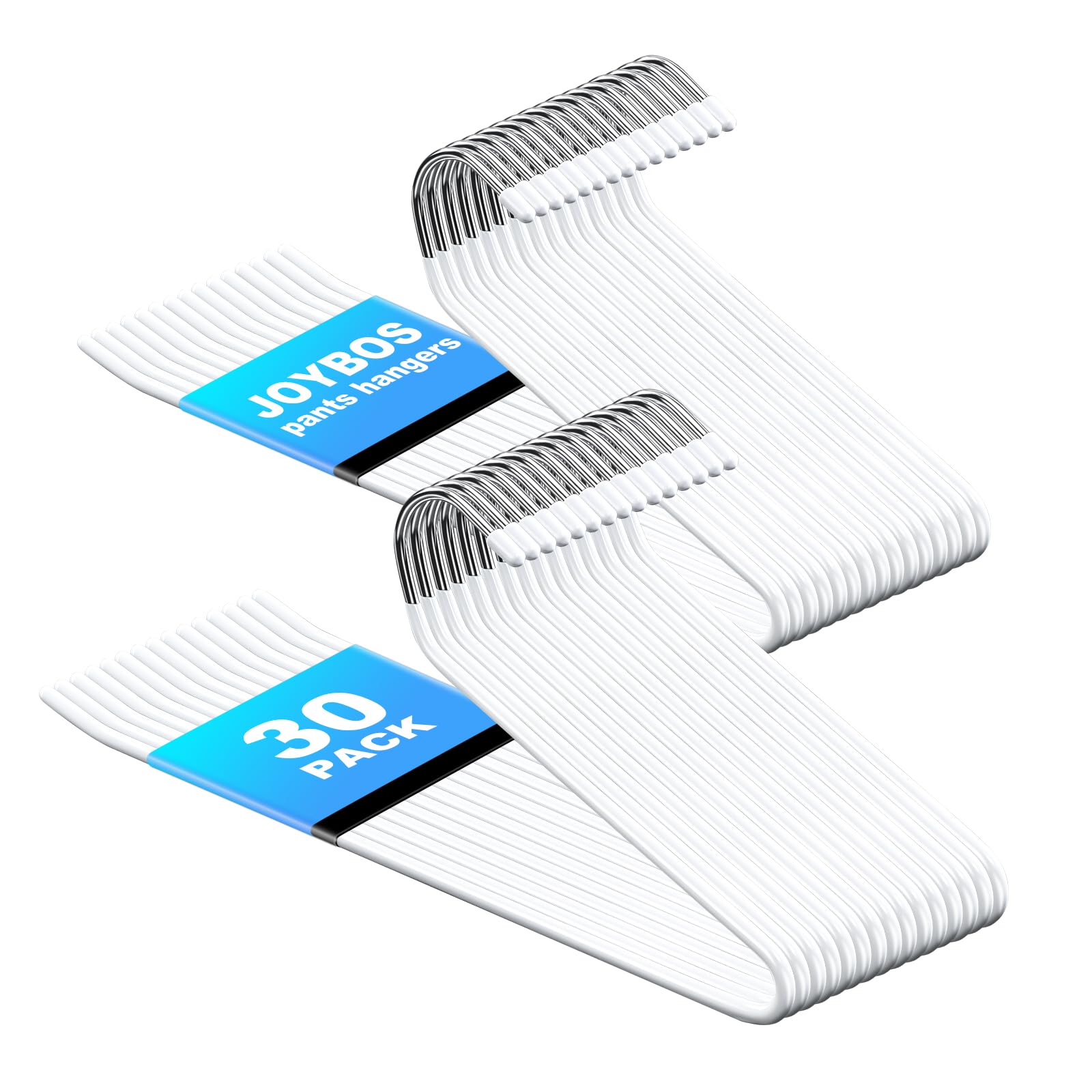 Joybos 30 Pack Pants Hangers Space Saving, Open Ended Hangers For Pants, Scarf Organizer Hanger For Closet, Metal Non Slip Jean