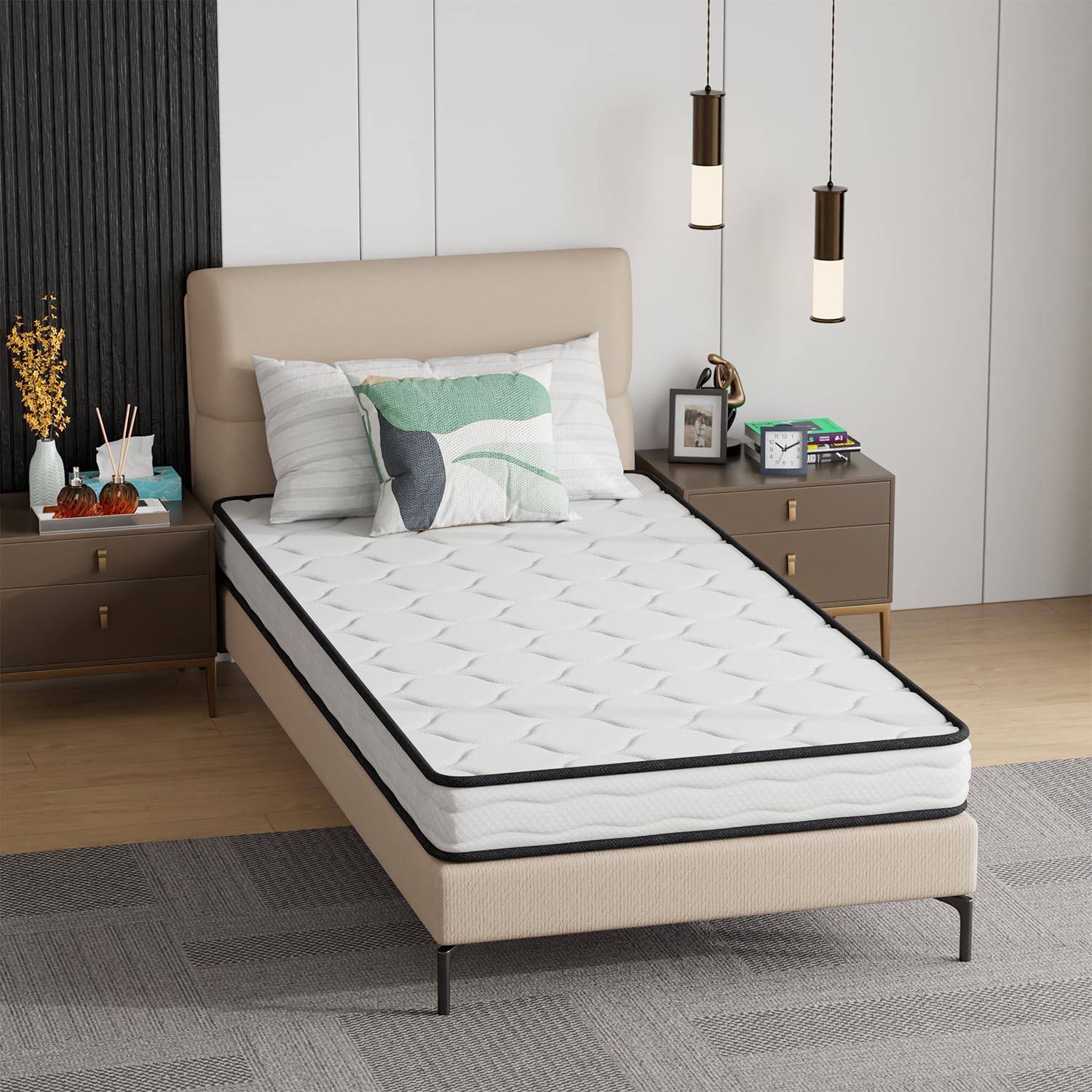 Paylesshere 6 Inch Hybrid Mattress With Innerspring And Foam/Fiberglass Free/Medium Firm Spring Mattress/Twin Size Mattress In A