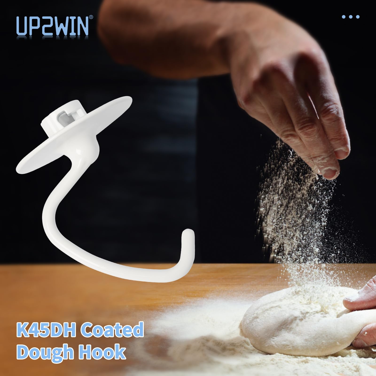 Up2Win K45Dh Dough Hook Attachment For Kitchenaid Mixer - K45Dh Coated Dough Hook For Ksm150 Ksm90 K45Ss, Dough Attachment For K