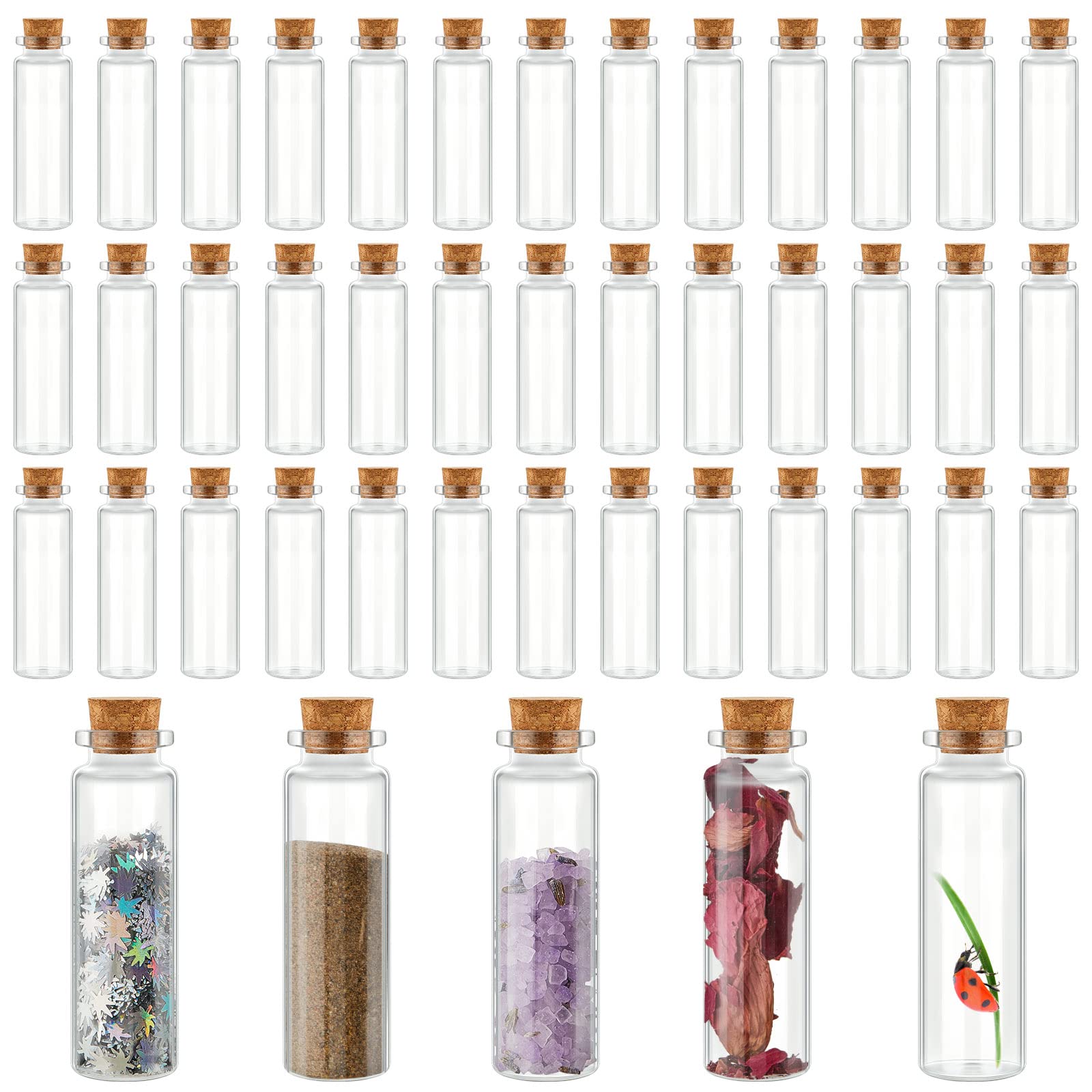 200 Pcs Halloween Glass Potion Bottles with Cork Stoppers Small Christmas Message Bottles DIY Mini Jars Tiny Clear Vials for Hal