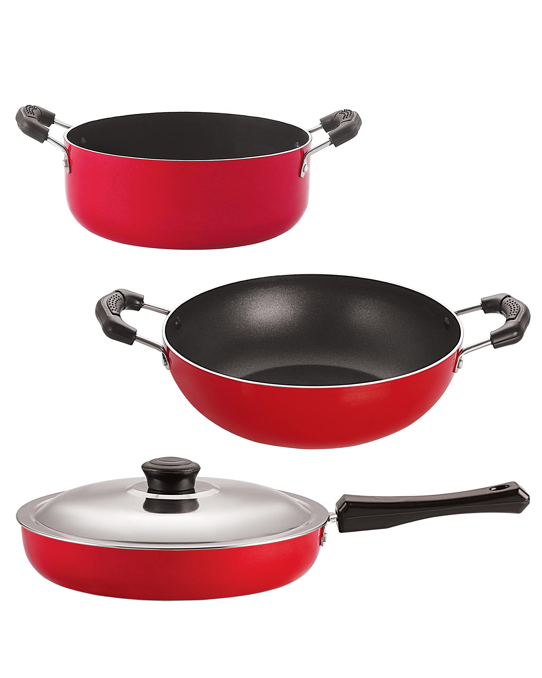 Non Stick Cookware Pots & Pan Gift Set Of 3 Pieces With Bakelite Handle (Fp13_Kd13_Cs24)