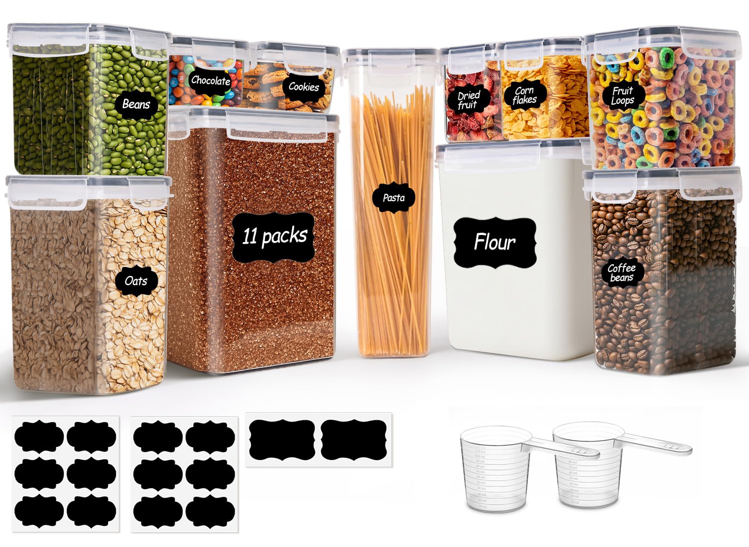ComSaf Airtight Food Storage Containers with Lids, 11 Pcs Canisters Sets for the Kitchen, Plastic Pantry Organizers and Storage 