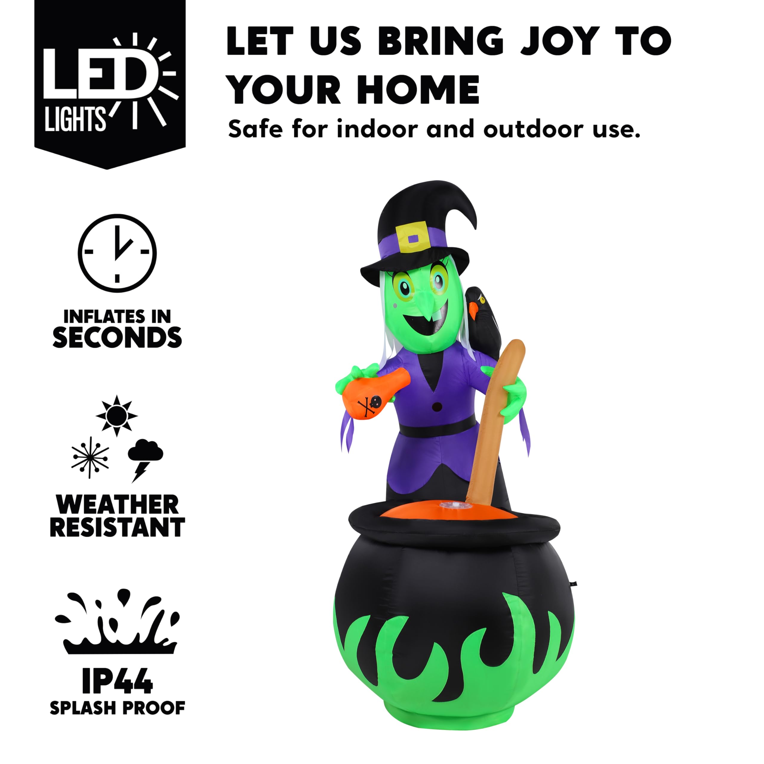 JOYIN 6 FT Halloween Witch Inflatables Outdoor Decorations and Cauldron with Bubbling Potion and Light Inflatable Decoration Gia
