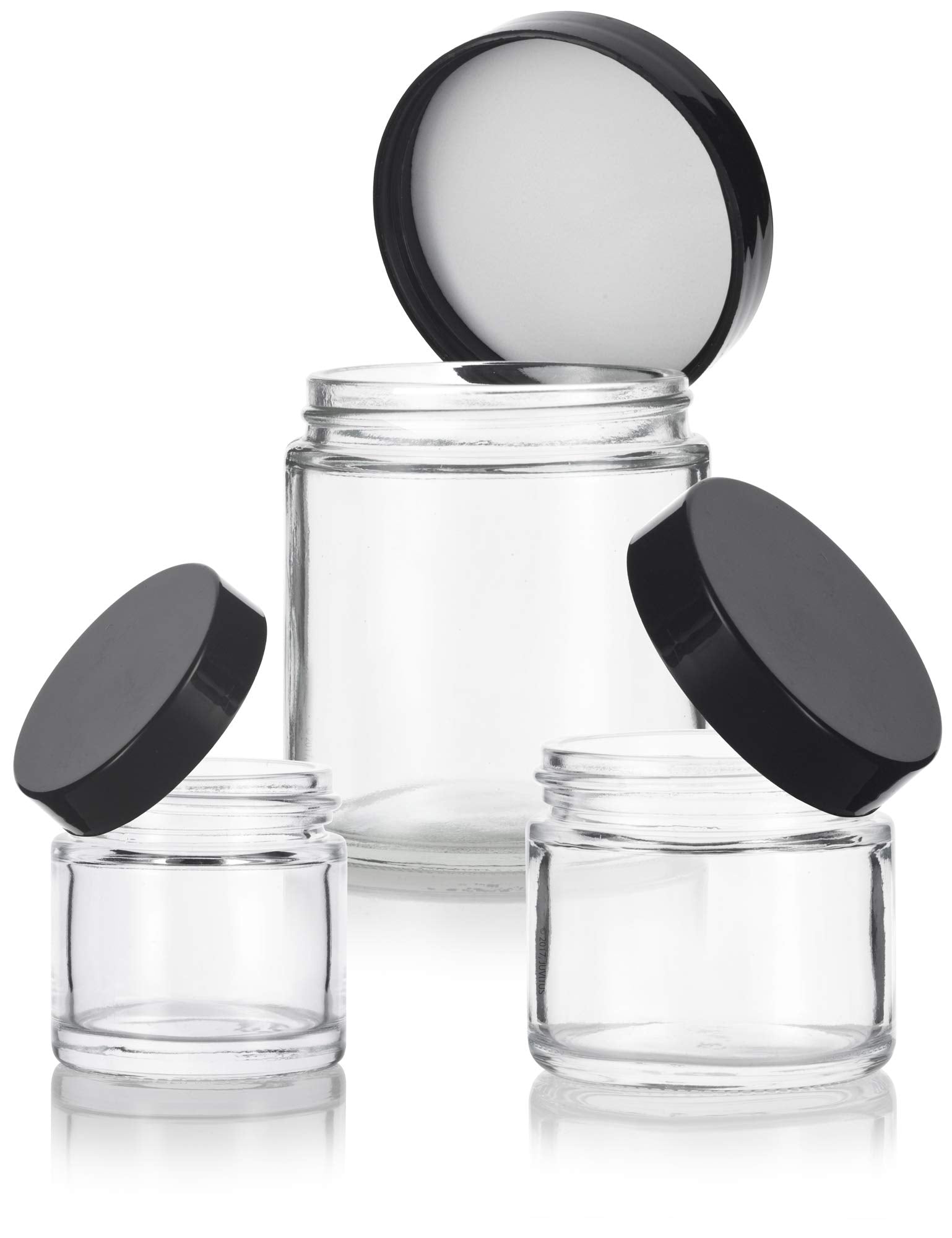 Clear Glass Straight Sided Jars (12 Pack) Includes 4-1 Oz, 4-2 Oz, 4-4 Oz Clear Glass Jars + Spatulas