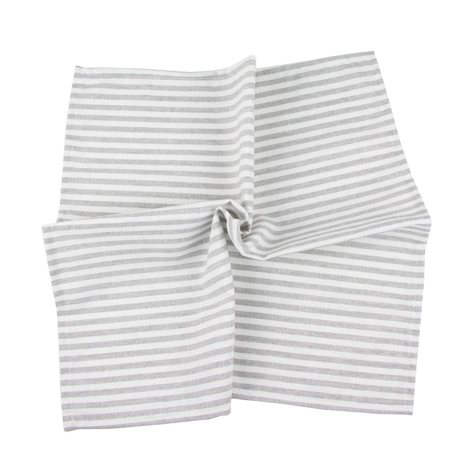 Infei Plain Striped Cotton Linen Blended Dinner Cloth Napkins - Set Of 12 (17 X 17 Inches) - For Events & Home Use (Grey)