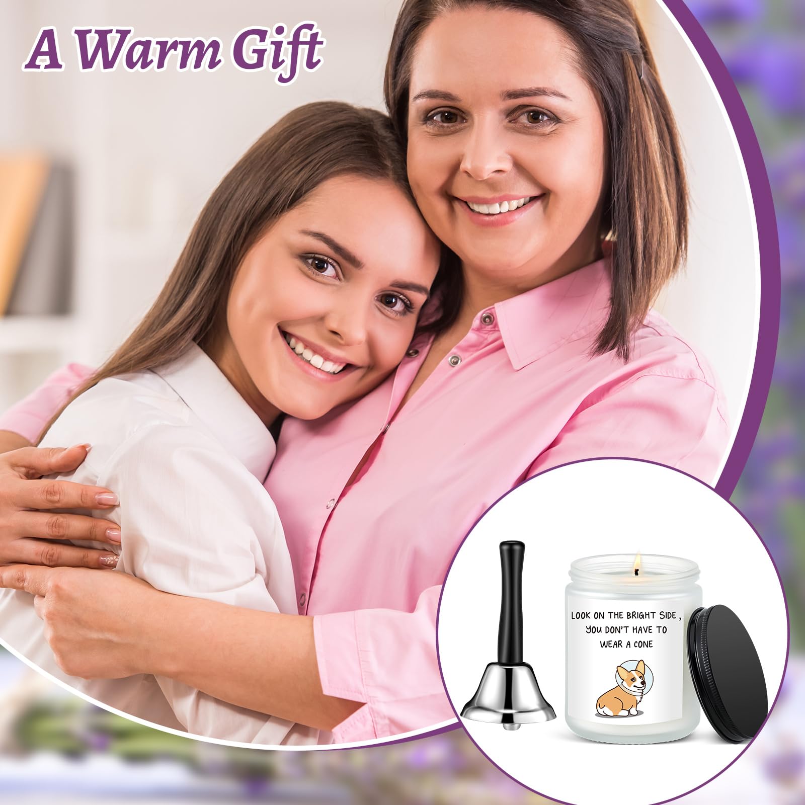 Newtay 2 Pcs Funny Get Well Gift for Women Men Post Surgery Recovery Gift Include Hand Call Bell and Lavender Scented Candle Che