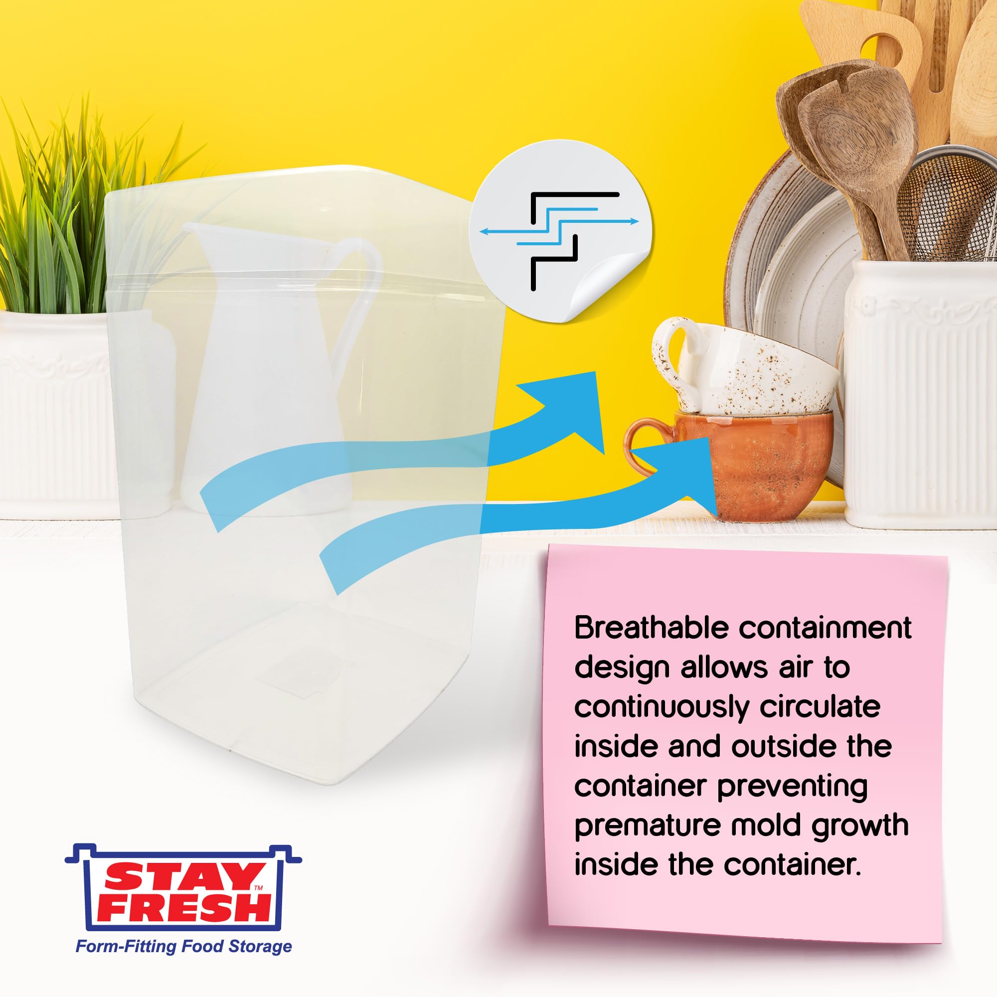 Stay Fresh Sugar Storage Container - Kitchen Discovery - Snap Close Sugar Canister Keeps Granules Fresh, Pourable And Spillproof