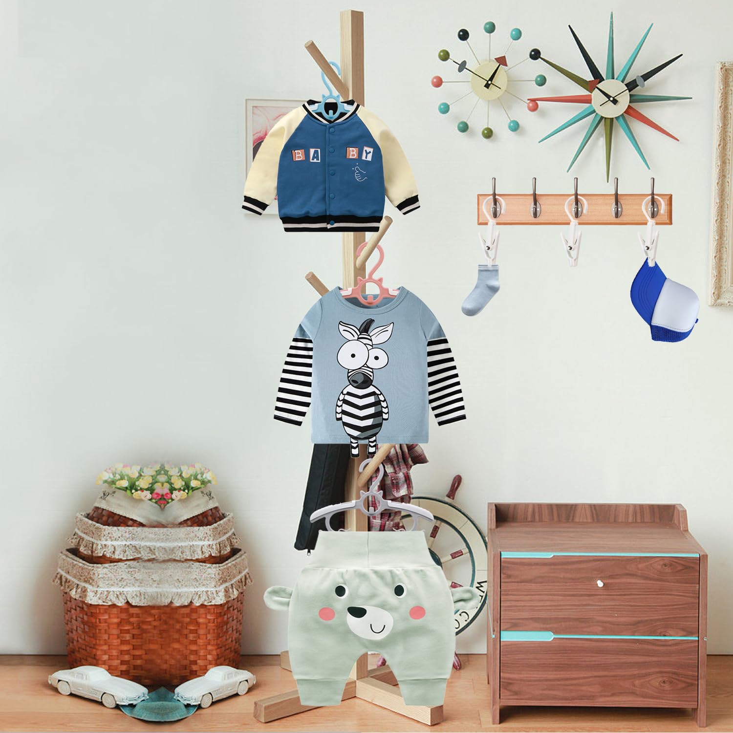 Gencuoir Baby Nursery Closet Hangers, Ultra Thin Non-Slip And Extendable Laundry Infant Pant Hanger For Newborn Clothes 30Pcs11-