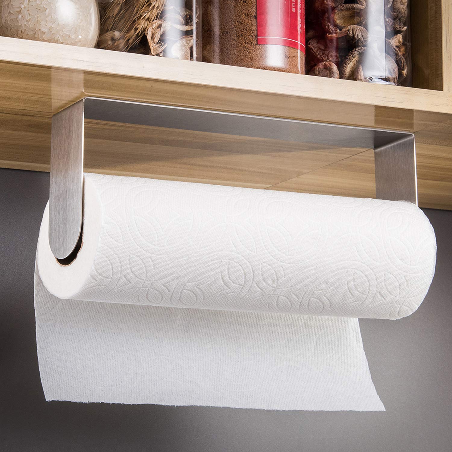 Zunto Paper Towel Holder Under Cabinet - Adhesive Paper Towel Rack (No Drilling), Stainless Steel Rustproof, Easy Tear