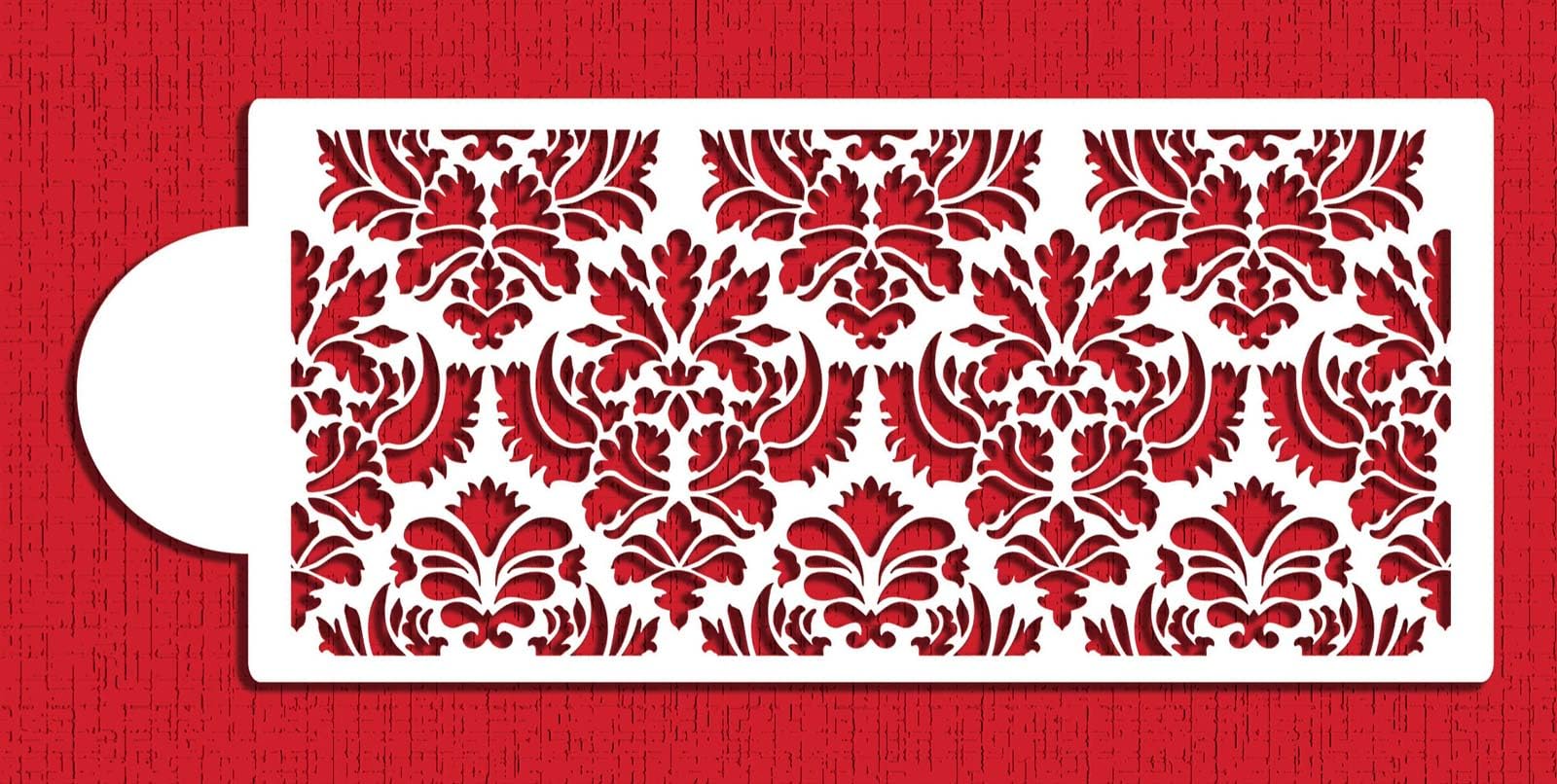 Designer Stencils C405 Damask Cake Tier 5 Cake Stencil, Beige/Semi-Transparent 3.1'' X 13.5''
