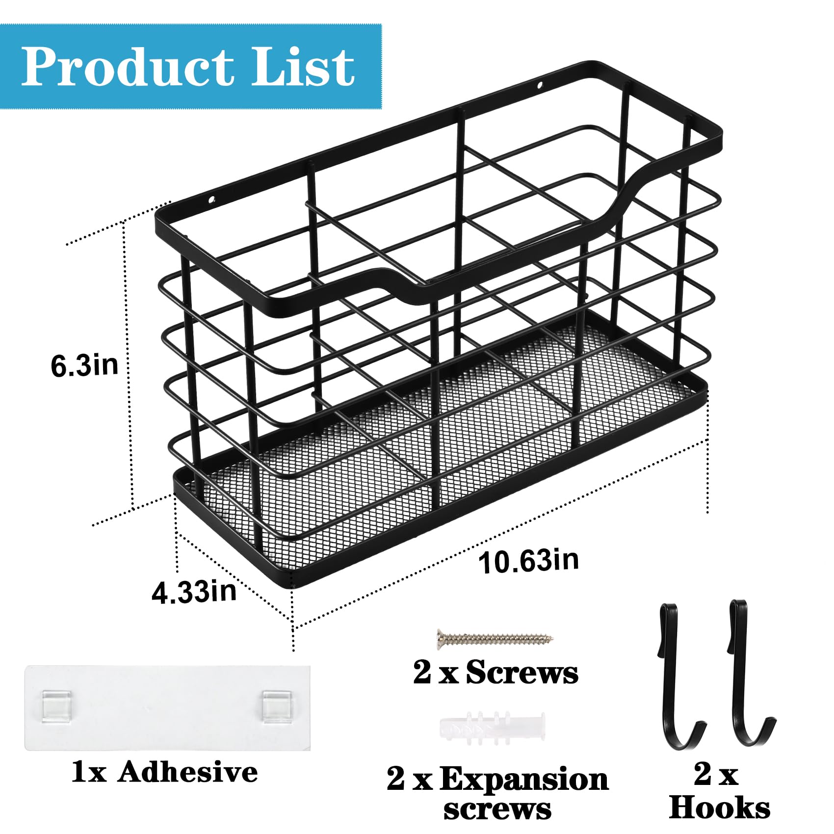 Happyhapi Hair Dryer Holder Hair Tool Organizer, Antirust Wall Mount Bathroom Hair Care Styling Tool Storage Basket For Hair Dry