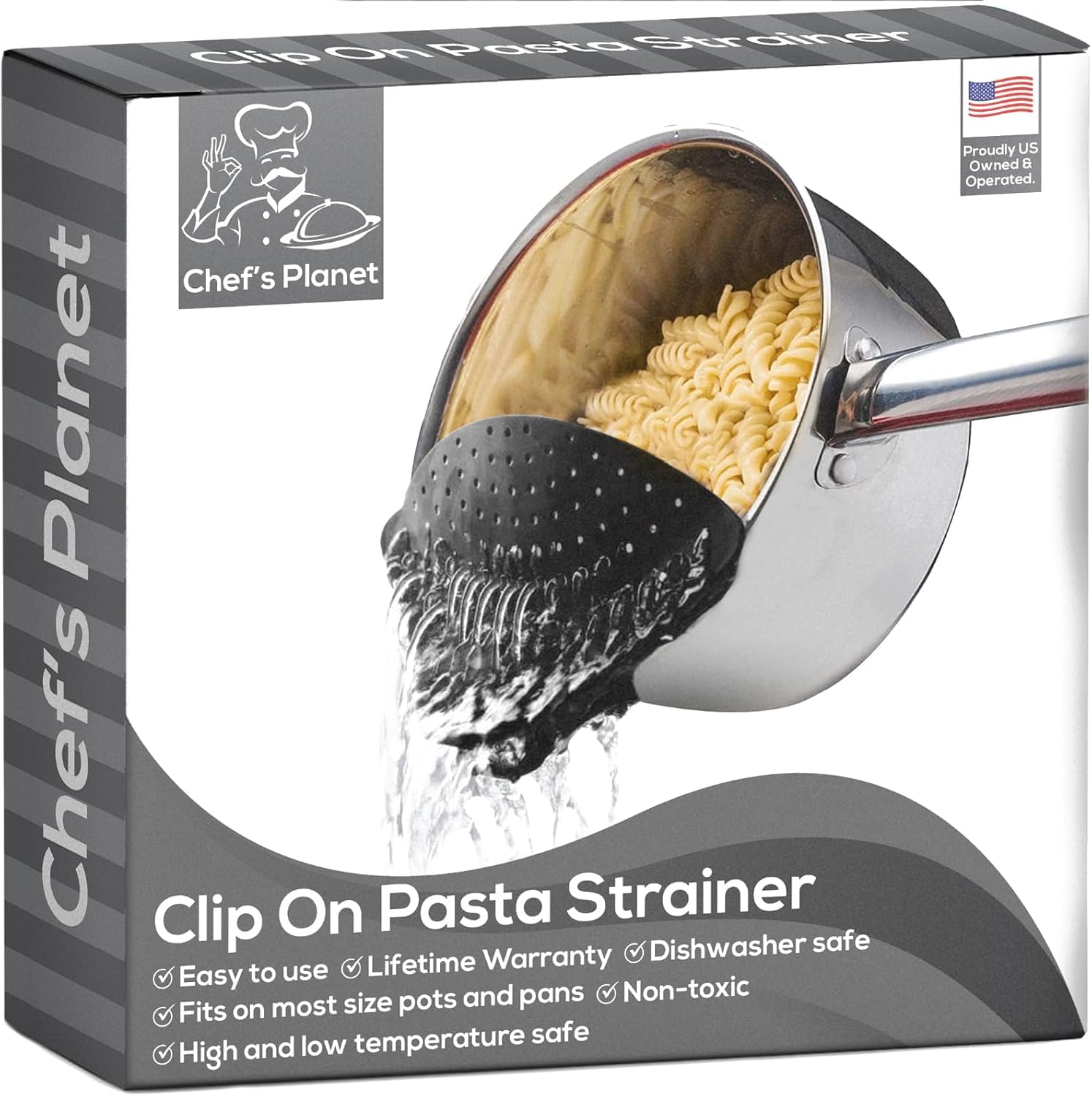 Chef'S Planet Strainer - Pasta Strainer, Strainers For Kitchen, Food Strainer, Kitchen Strainer, Grease Strainer, Pot Strainer,