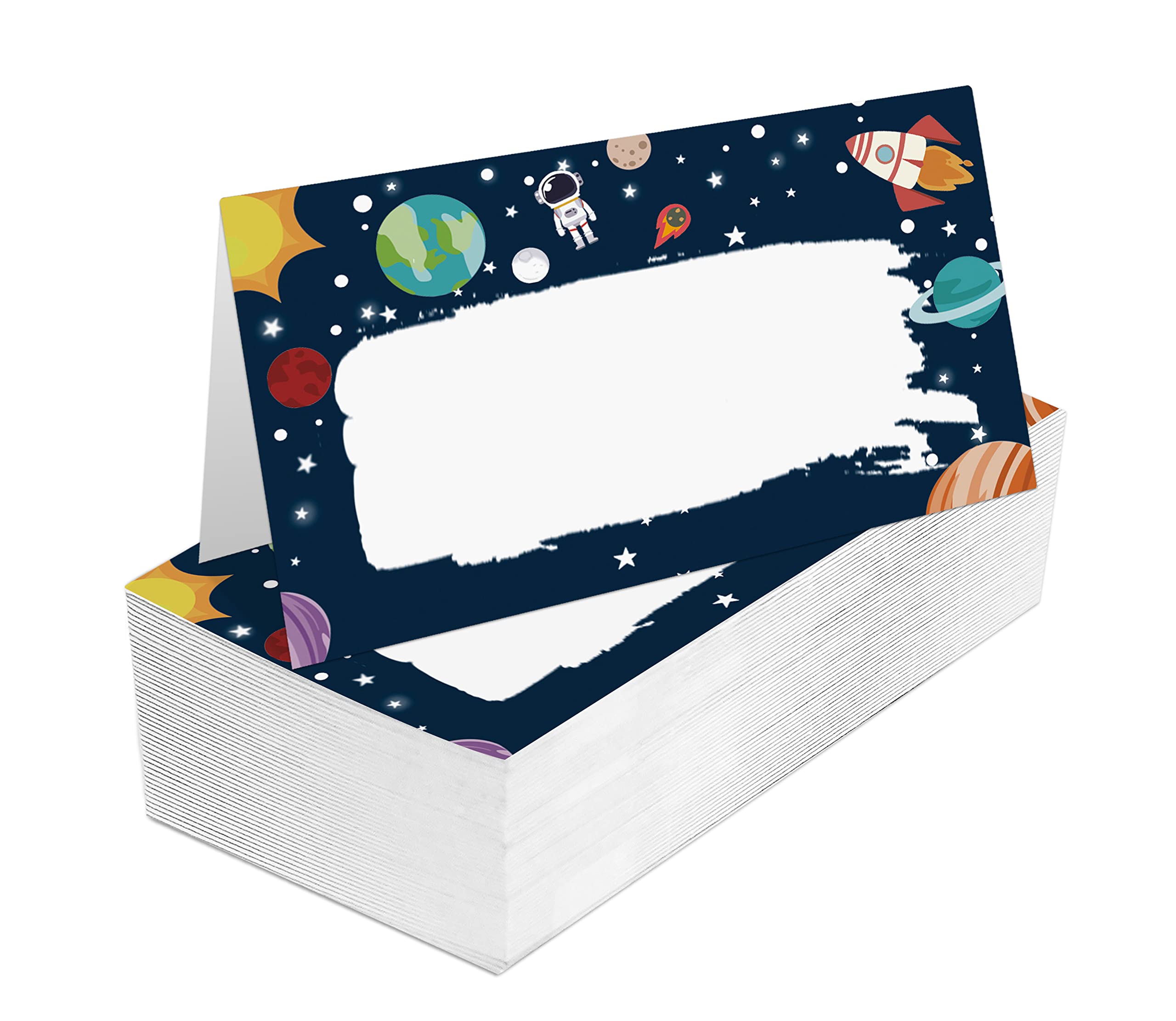 Place Cards For Wedding, Birthday Or Party, Outer Space, Uninerse Filled-In Name Place Cards, Foldover Seating Table Cards, 25 P