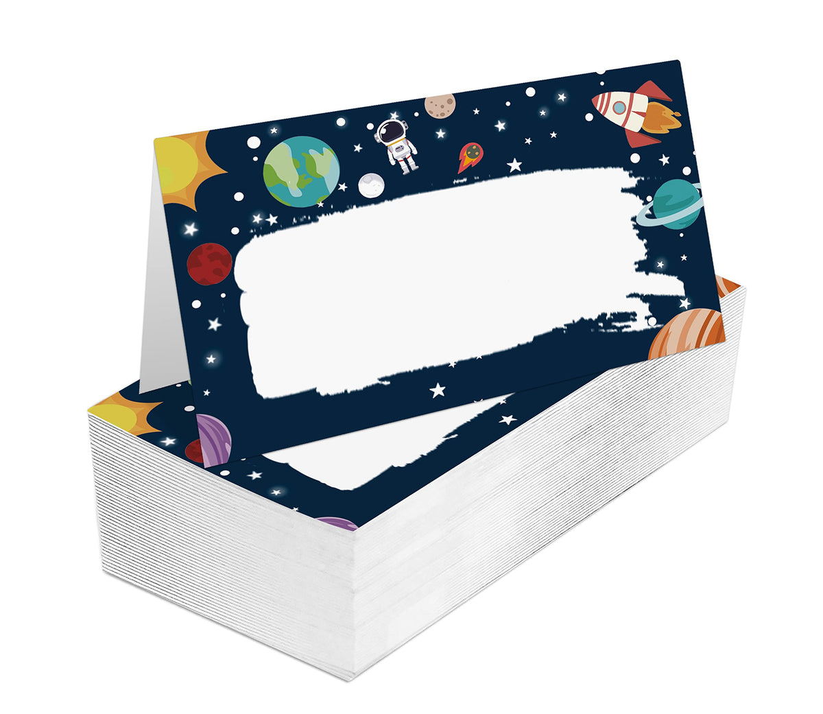 Place Cards For Wedding, Birthday Or Party, Outer Space, Uninerse Filled-In Name Place Cards, Foldover Seating Table Cards, 25 P