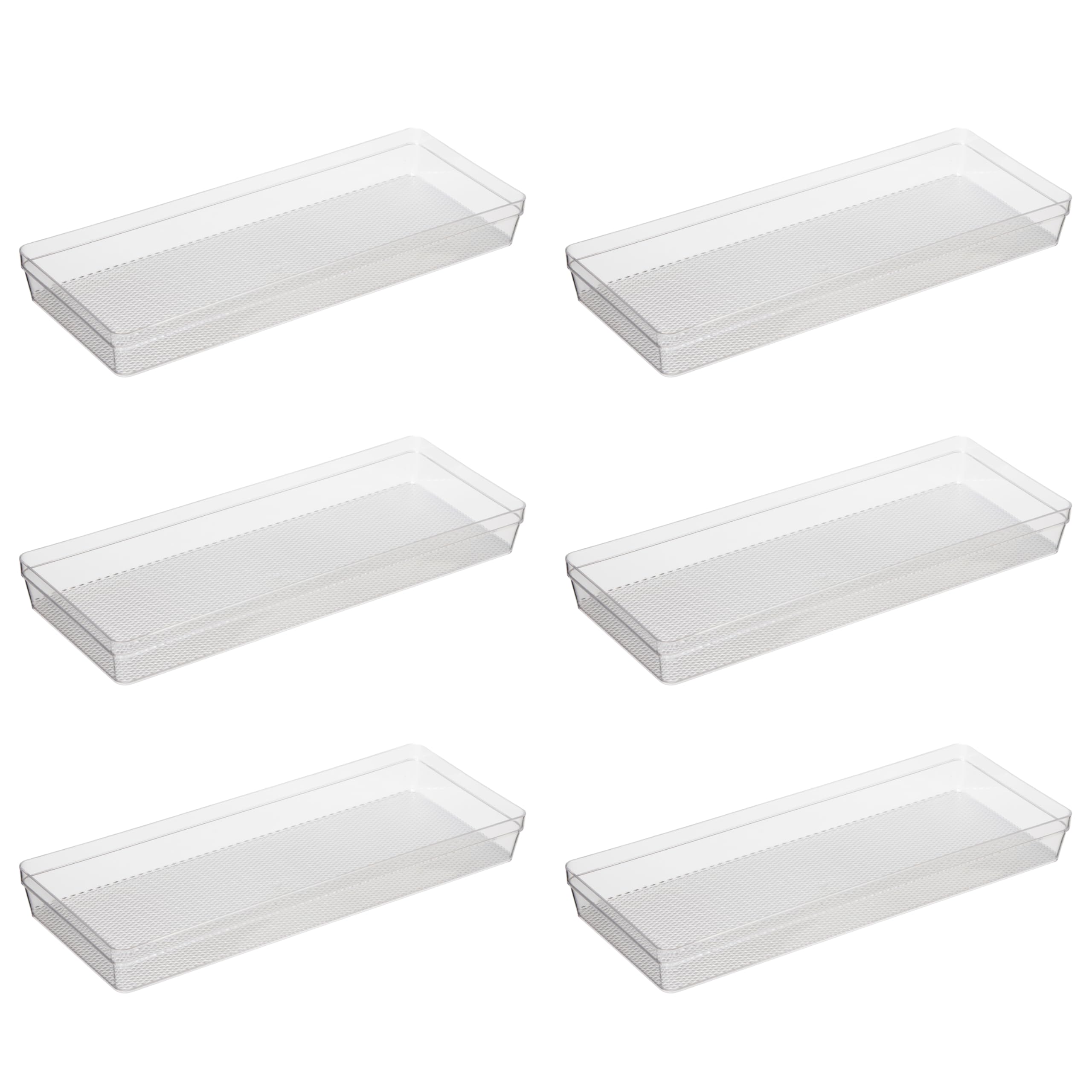 Oggi Clear Drawer Organizer - 6.25'' X 15.75'' (Set Of 6) - Ideal For Organizing Kitchen Drawers, Office, Desk, Silverware, Kitc