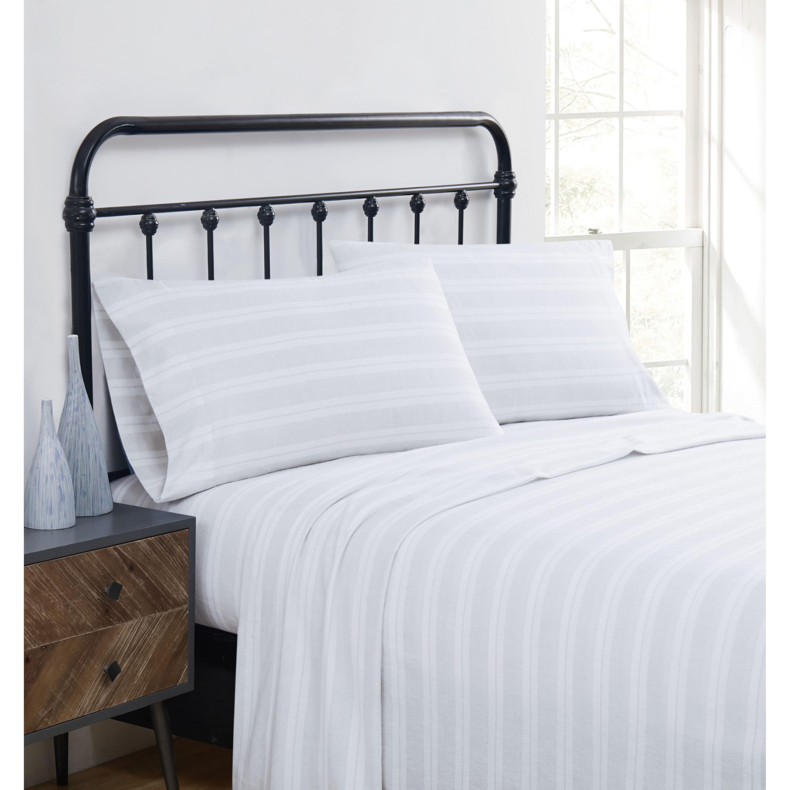 Truly Soft Everyday  King 4 Piece Sheet + Pillowcase Set  Bryce Flannel Collection, 100% Cotton  Grey, (Ss4266Bskg4700)