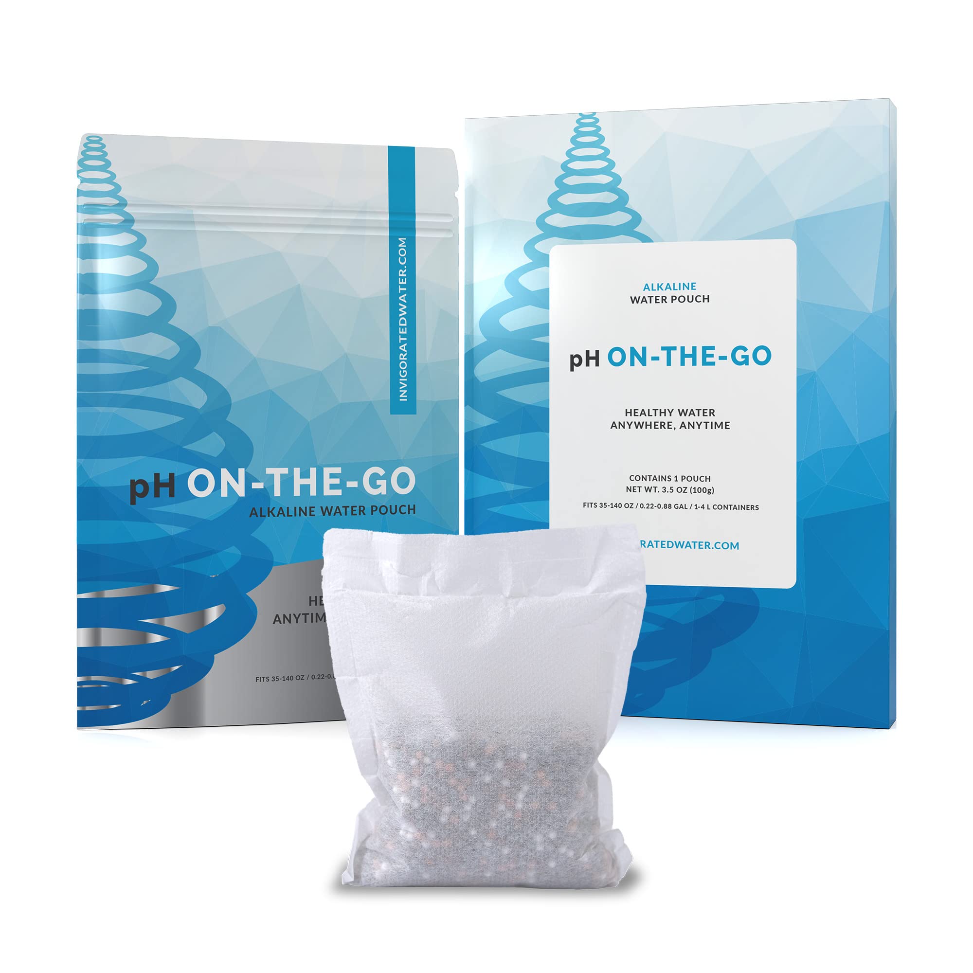 Invigorated Water pH ON-The-GO Alkaline Water Filter Pouch- Portable Alkaline Water Filtration System for Your Bottle, Pitcher, 