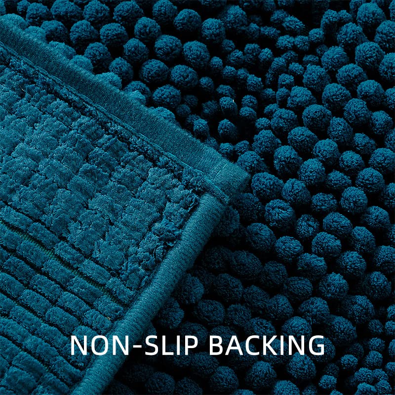 Tengtenglink Bath Mats For Bathroom,Thick Soft Chenille Floor Mats,Non Slip Shower Mats Ultra Water Absorbent Doormat (Cyan, 16