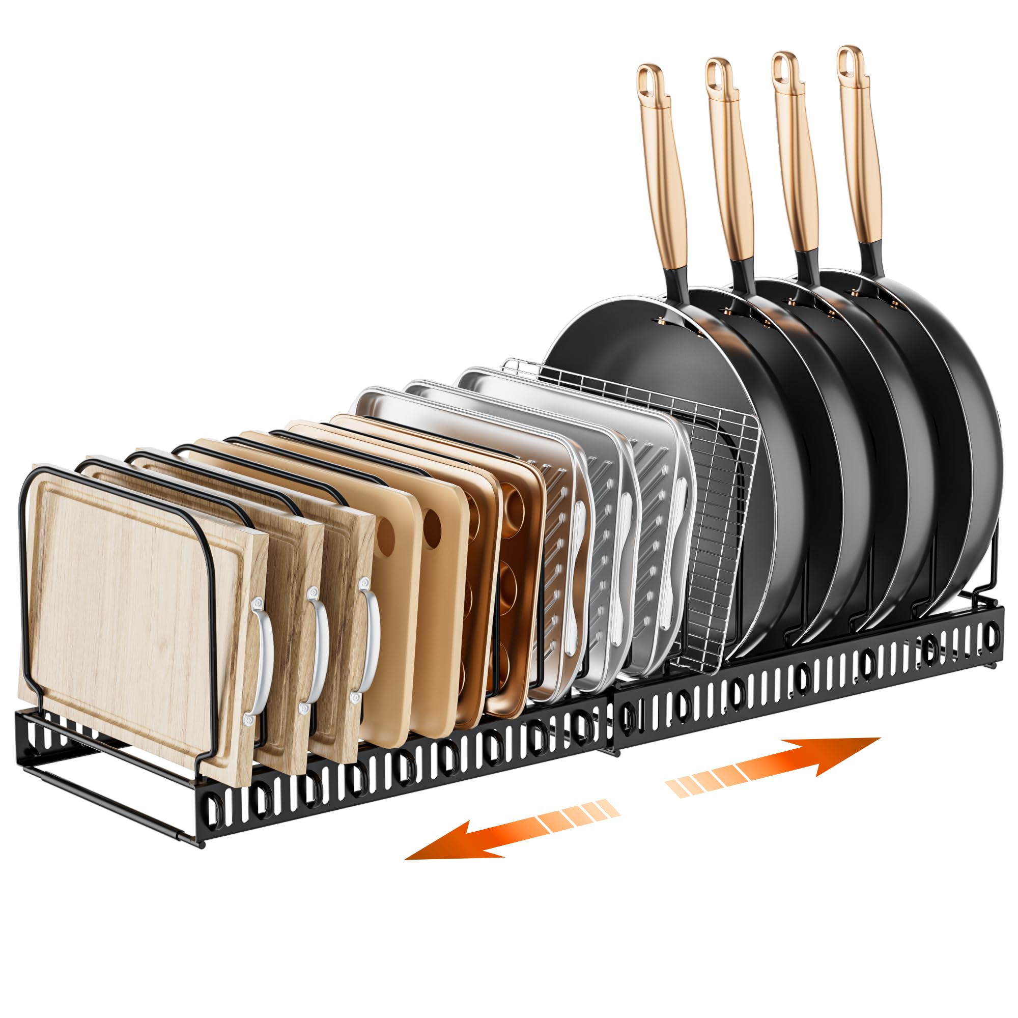 MUDEELA Expandable Cutting Board Organizer Pot Lids Rack 15 Dividers 1Pack