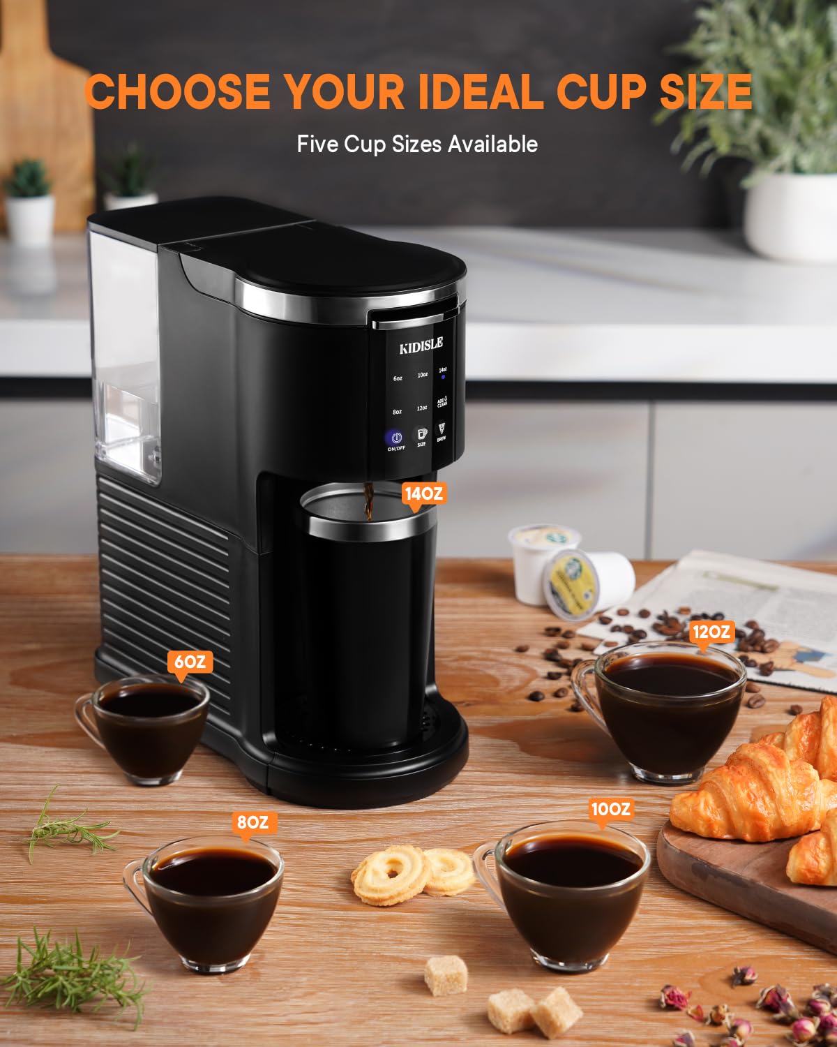 Kidisle Single Serve Coffee Machine With Stainless Steel Interior Thermal Travel Mug, 3 In 1 Pod Coffee Maker For K Cup Pods & G