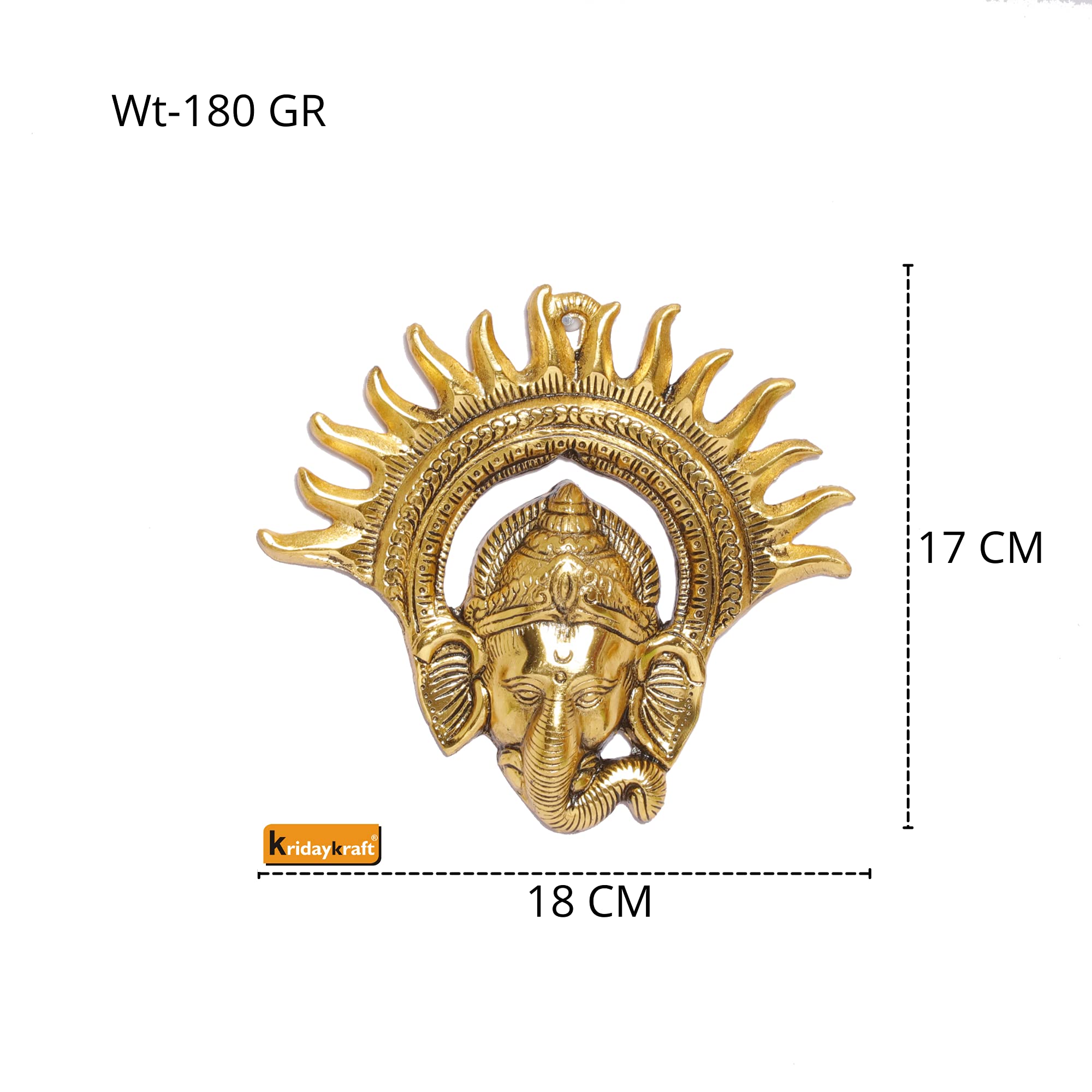 Prince Home Decor & Gifts Metal Golden Ganesha Wall Hanging Sculpture Lord Ganesh Idol Ganpati Lucky Feng Shui Wall Decor Arts,R