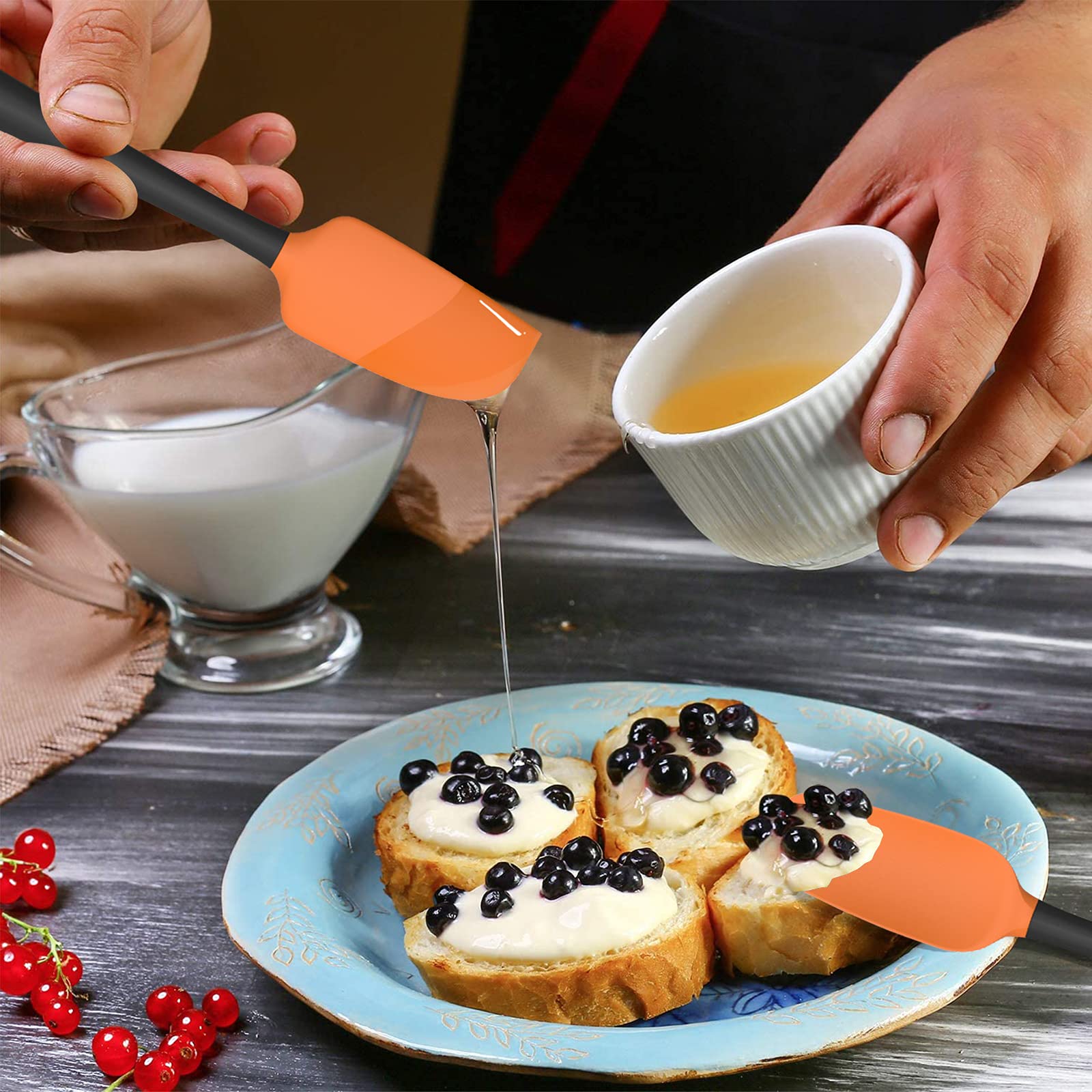 Silicone Spatula Set Of 5,High Temperature Resistant, Food Grade Silicone, Dishwasher Safe, For Baking Cooking (Orange)