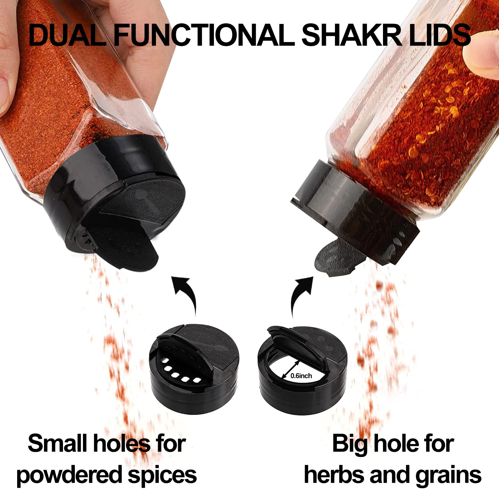 Aisiprin Spice Jars With Lable, Glass Salt And Pepper Shakers Set, 24 Pcs Spice Botter With Shaker Lids, Ktchen Essentials Seaso