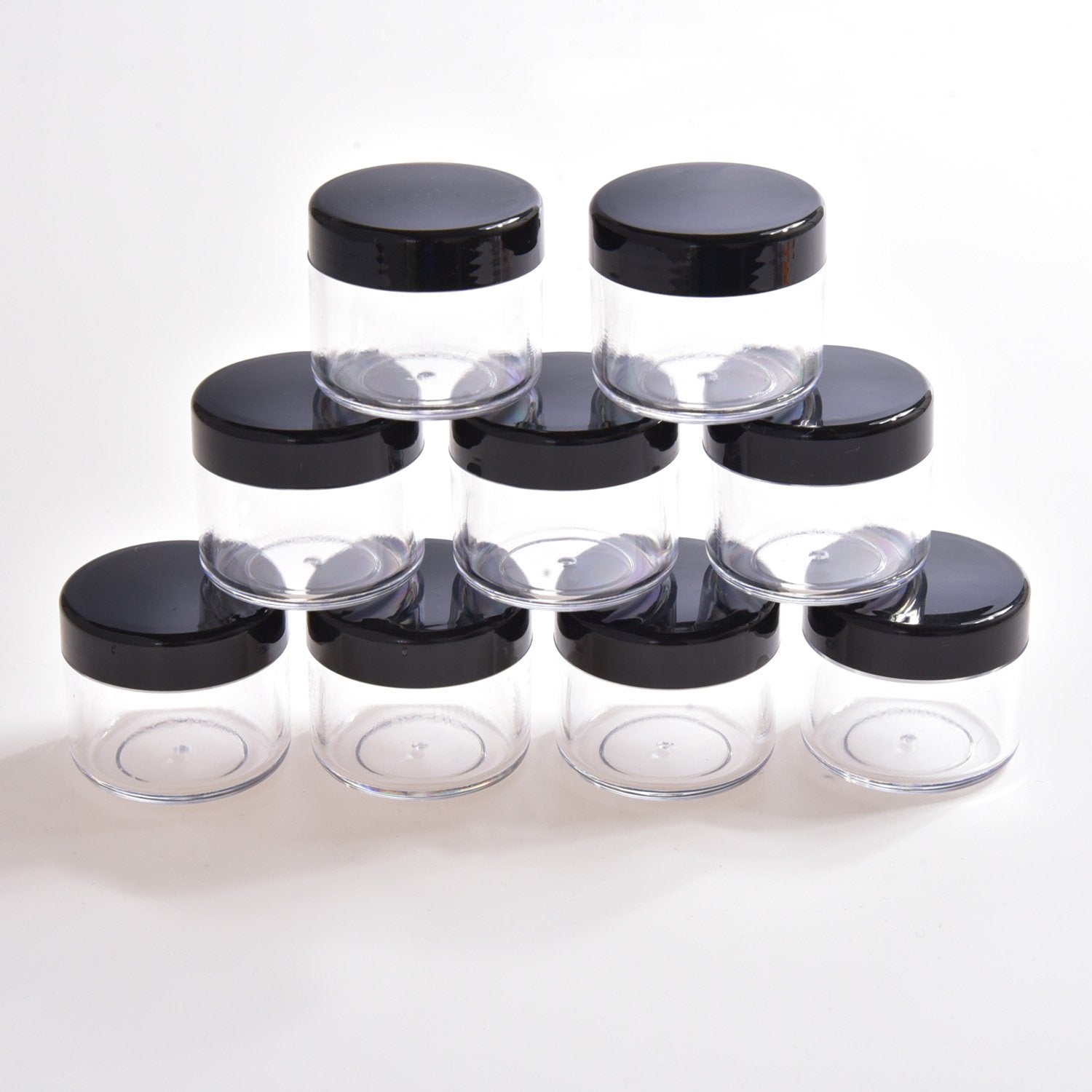 20 Pieces Round Pot Jars Plastic Cosmetic Containers Set With Lid For Liquid Creams Sample, 20 Ml/ 0.7 Oz (Black Lid)