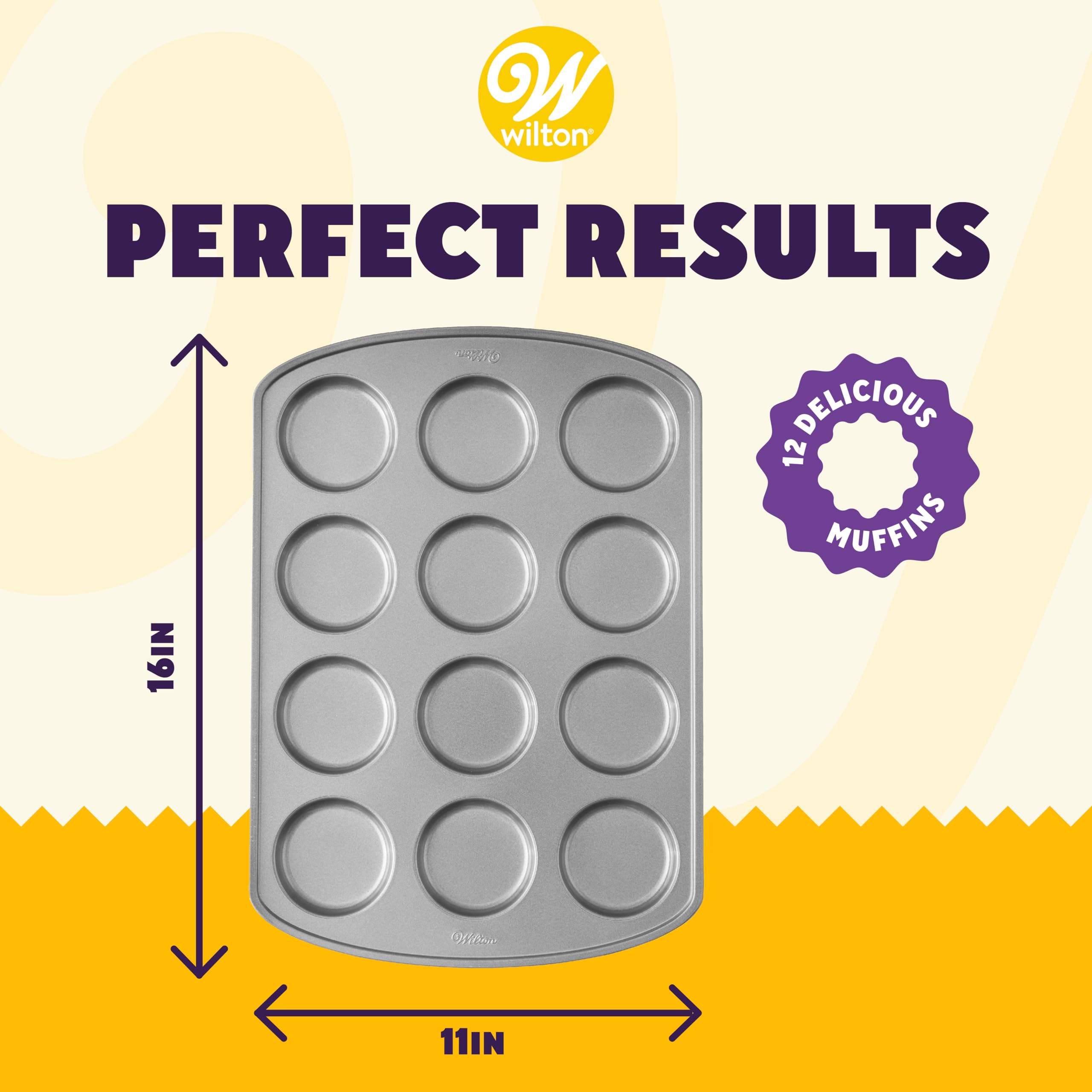 Wilton Perfect Results Premium Non-Stick Steel Cupcake And Muffin Pan, Muffin Top Size, 12 Cavity