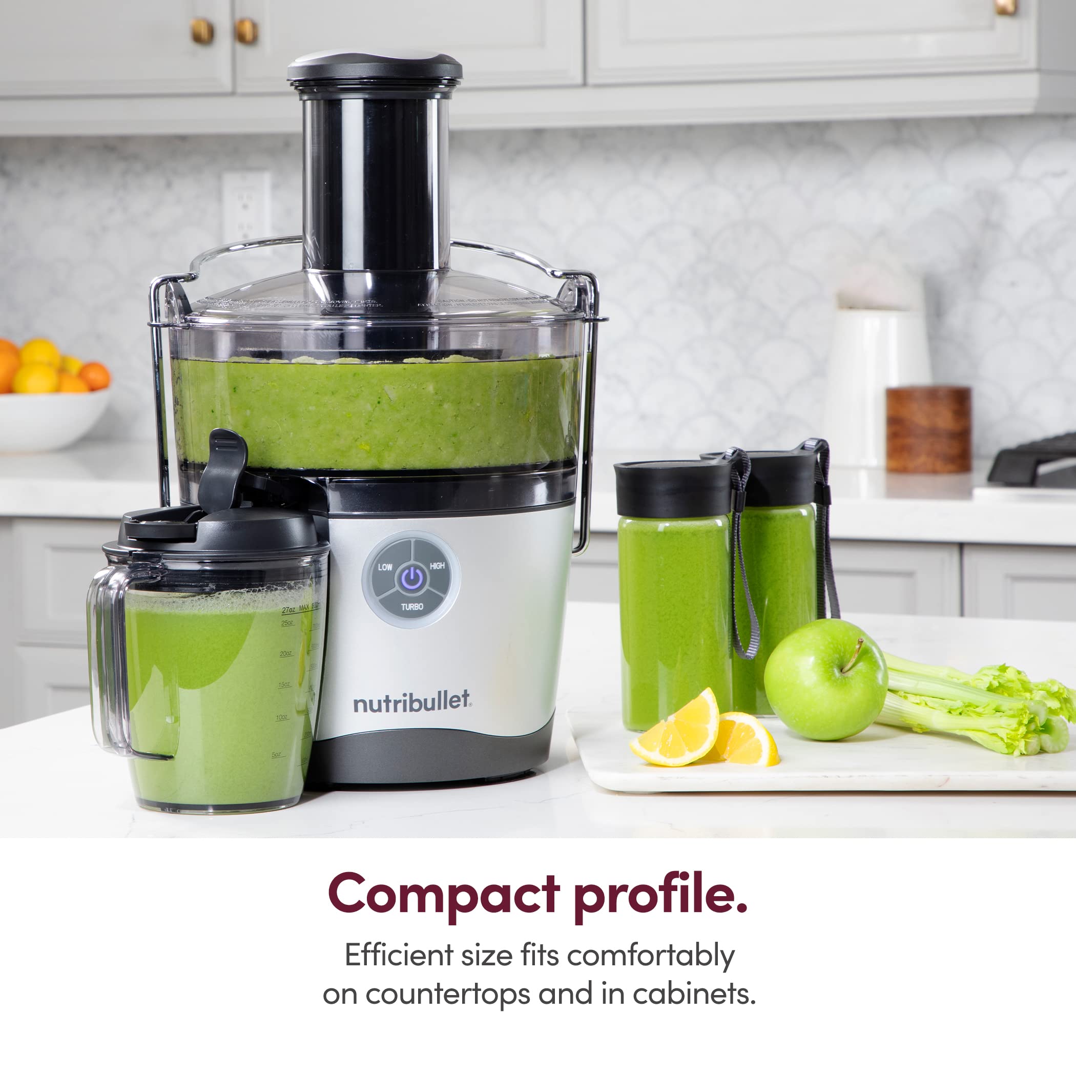 Nutribullet Juicer Pro Centrifugal Juicer Machine For Fruit, Vegetables, And Food Prep, 27 Ounces/1.5 Liters, 1000 Watts, Silver