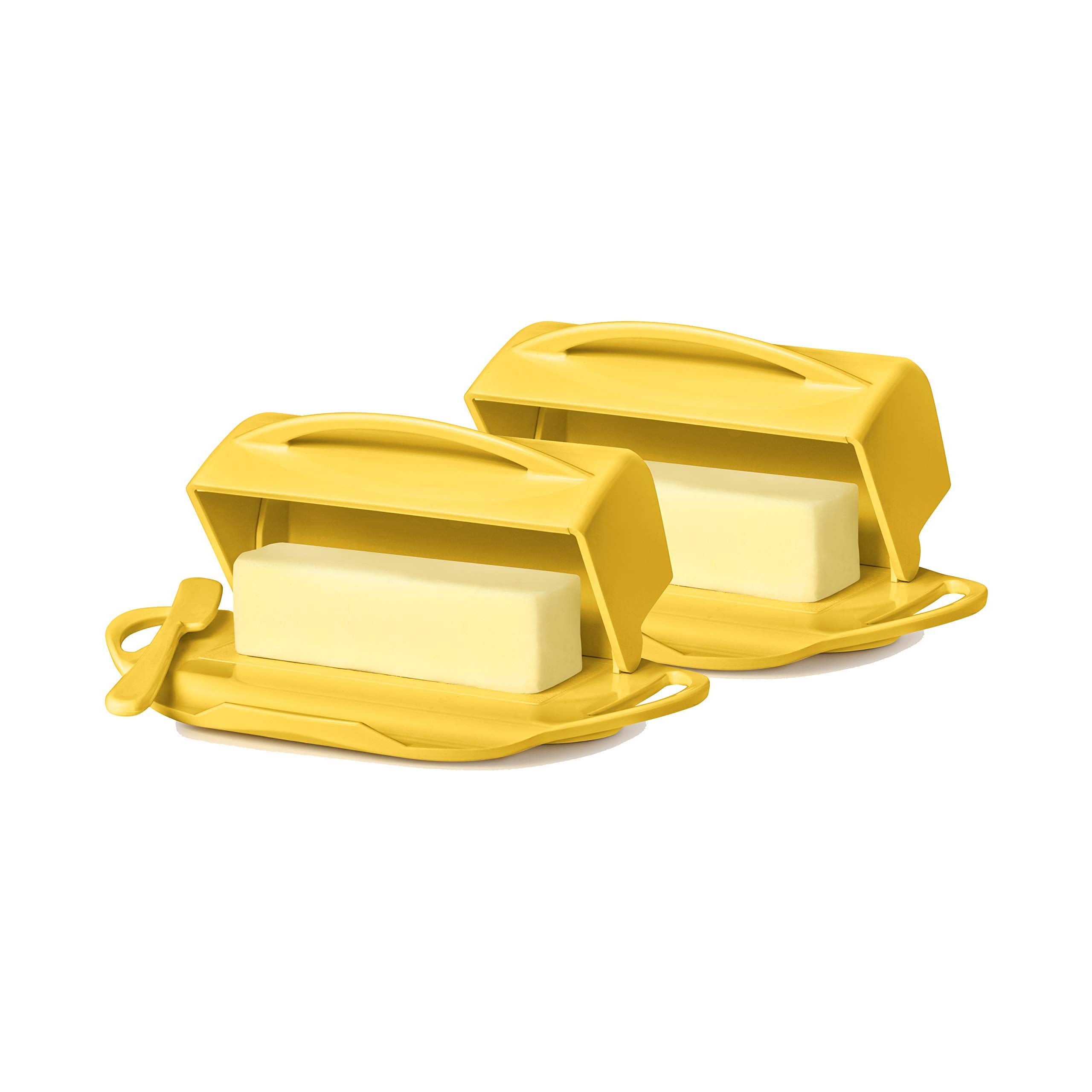 Butterie Flip-Top Butter Dish With Matching Spreader, 2-Pack (Yellow)