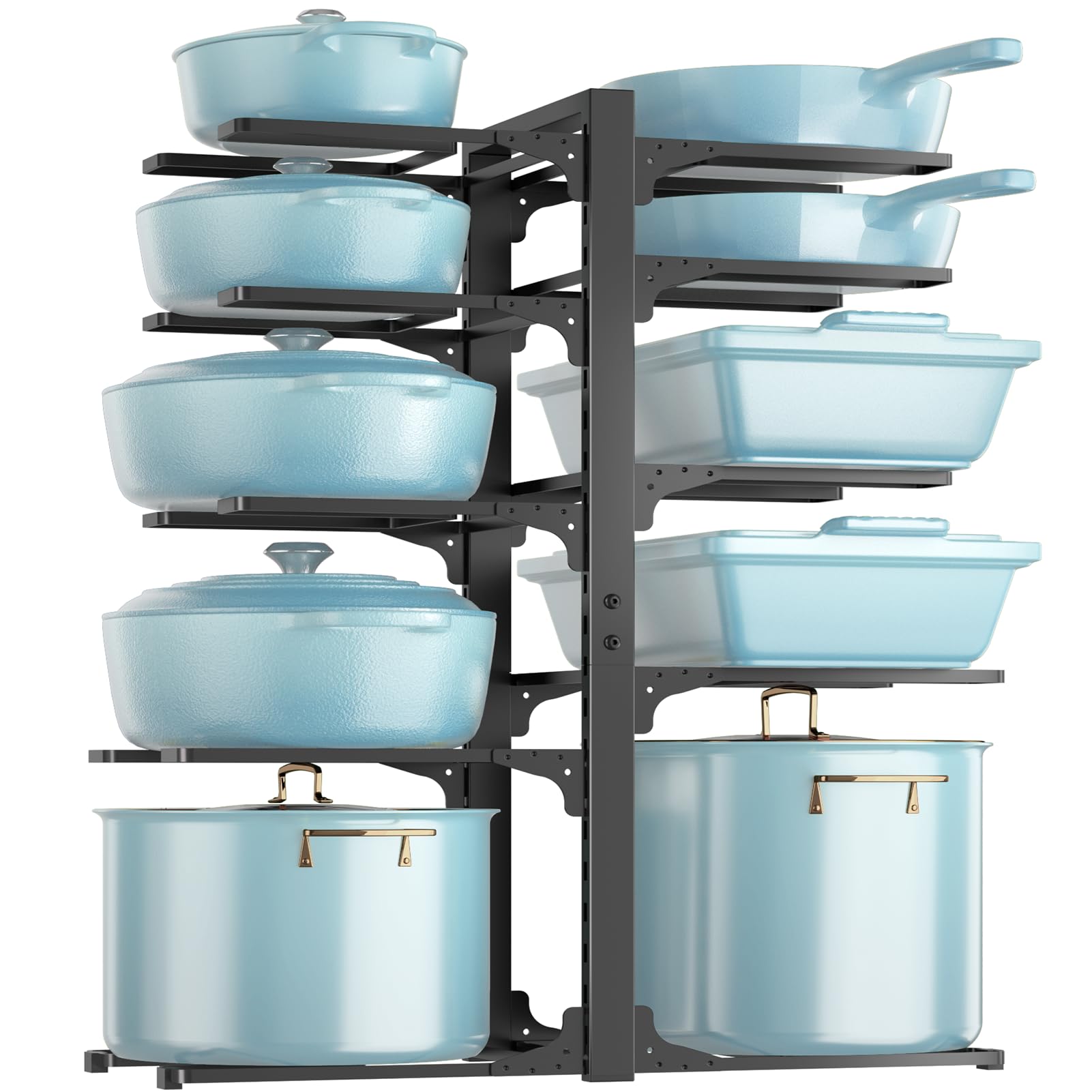 MUDEELA 10Tier Pots and Pans Organizer Rack, 23.62 H for Castiron Pans
