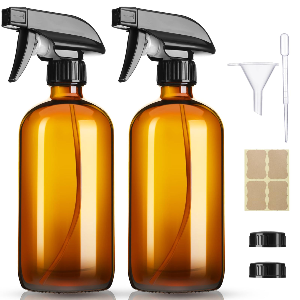 Givameihf 16Oz Amber Glass Spray Bottles,2 Pack Glass Spray Bottles Refillable Empty Bottle With Adjustable Nozzle,Spray Bottle