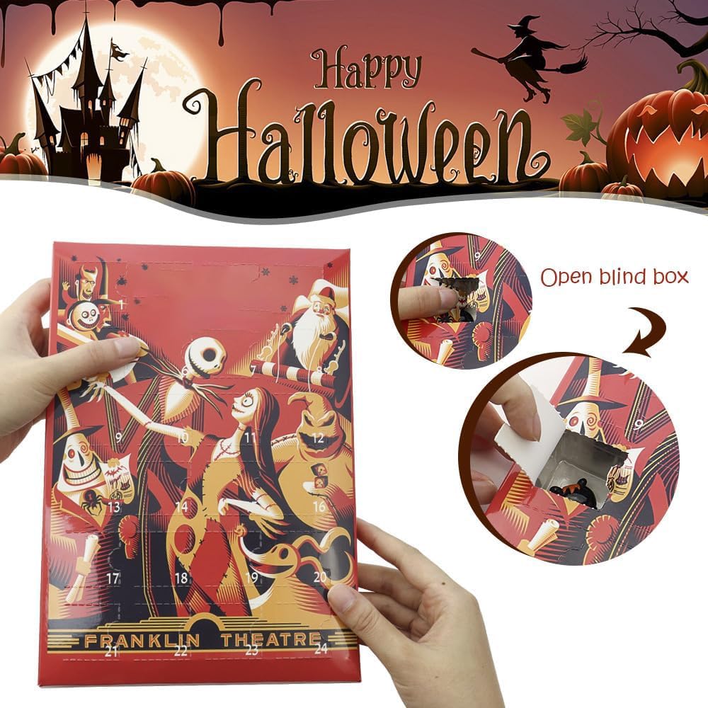 Halloween Advent Calendar 2025, 24 Day Countdown Calendar Before Christmas, Contains 24 Collectible Surprises Horror Figures Dol