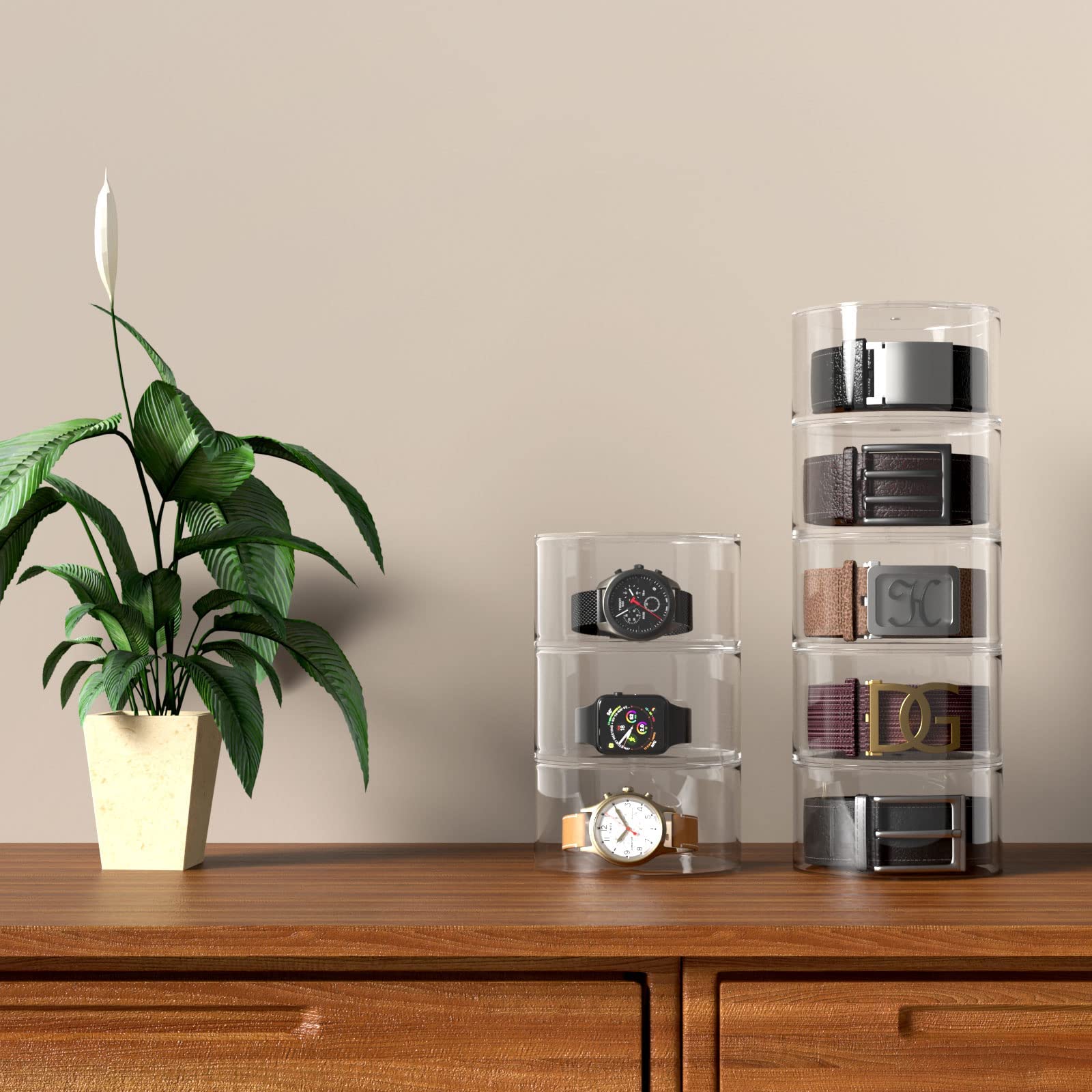 NIUBEE Belt Organizer  Acrylic 10 Layers Belt Case Storage Holder and Display for Accessories like Jewelry Watch Bracelets