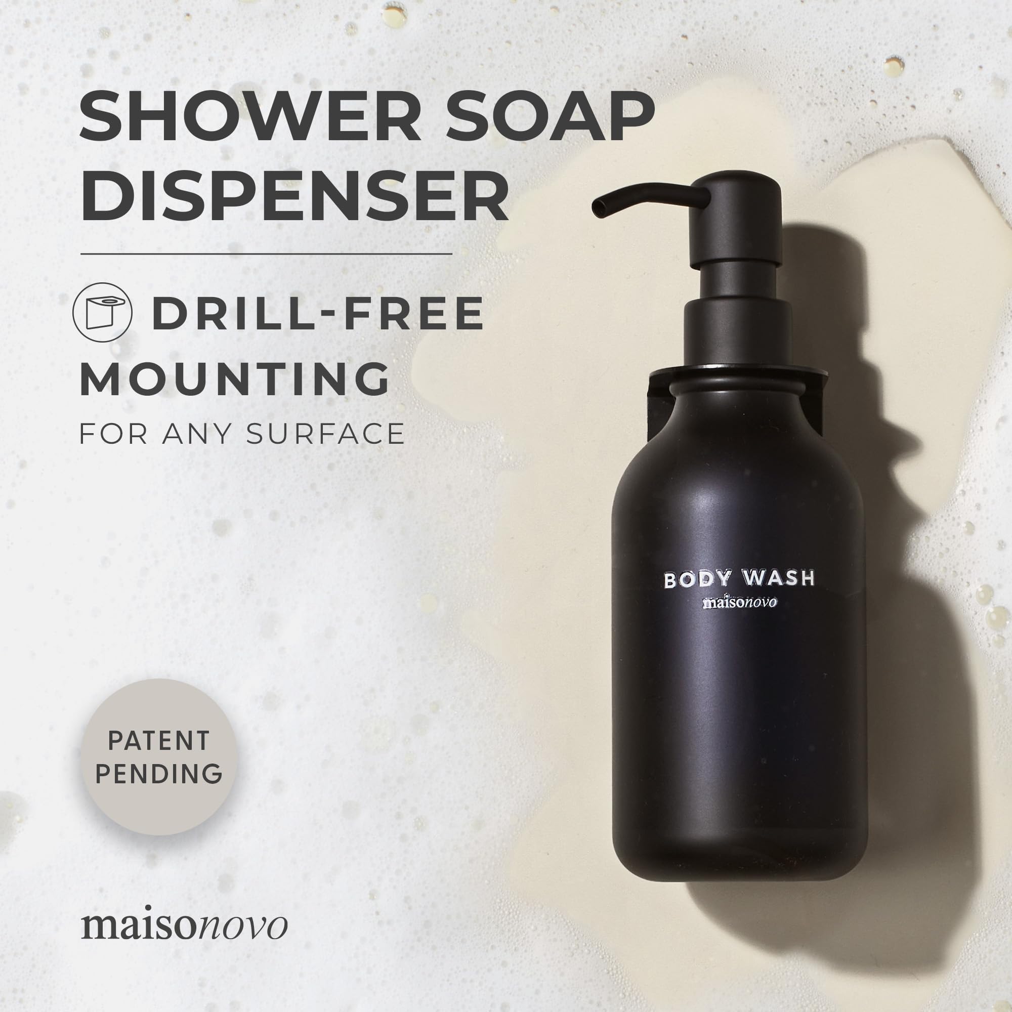 Maisonovo Shampoo And Conditioner Dispenser - Shower Soap Dispenser Wall Mounted - 16.9 Fl Oz Set Of 1 Black Plastic Bottles Bla