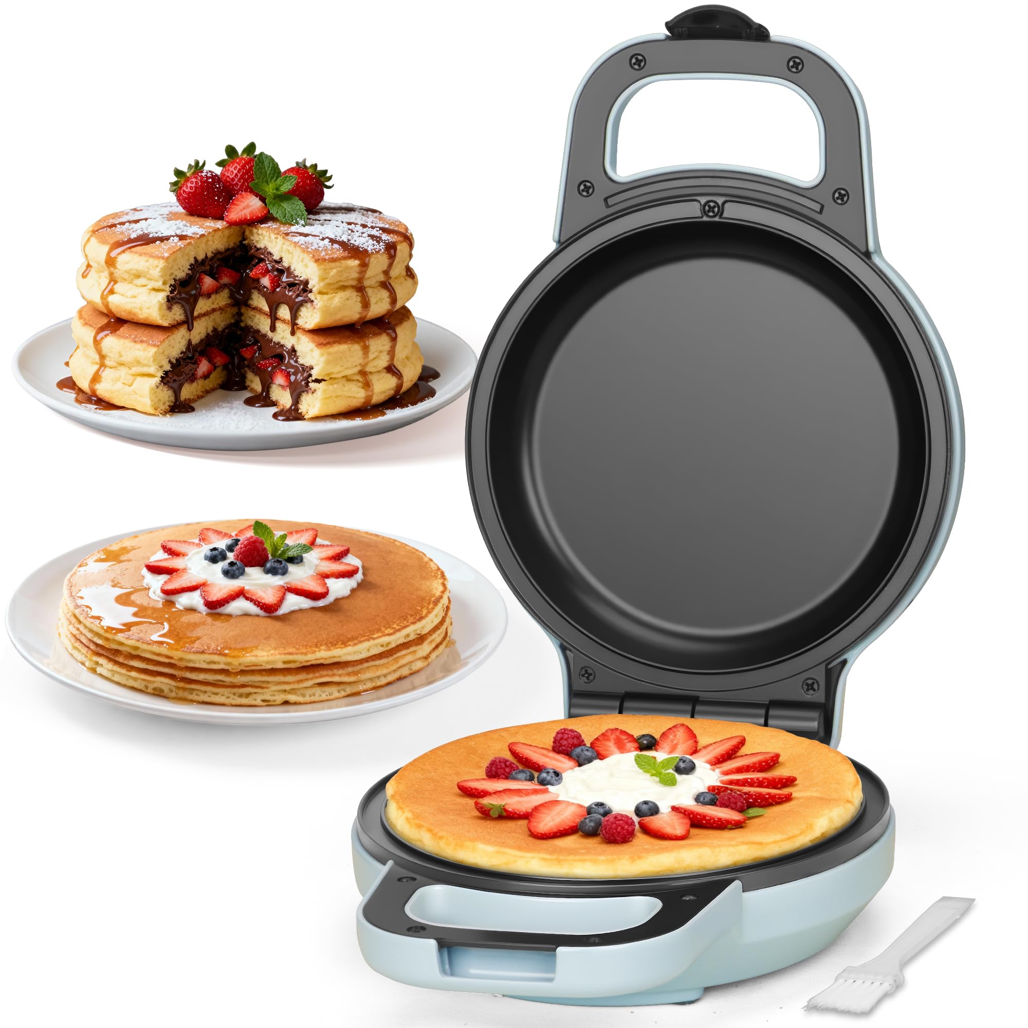 SugarWhisk Flip Pancake Maker Machine, Ceramic Coated Pancake Pan for 6.5 Inch Pancakes, Omelette, Crepe & Quesadilla, Frittata,