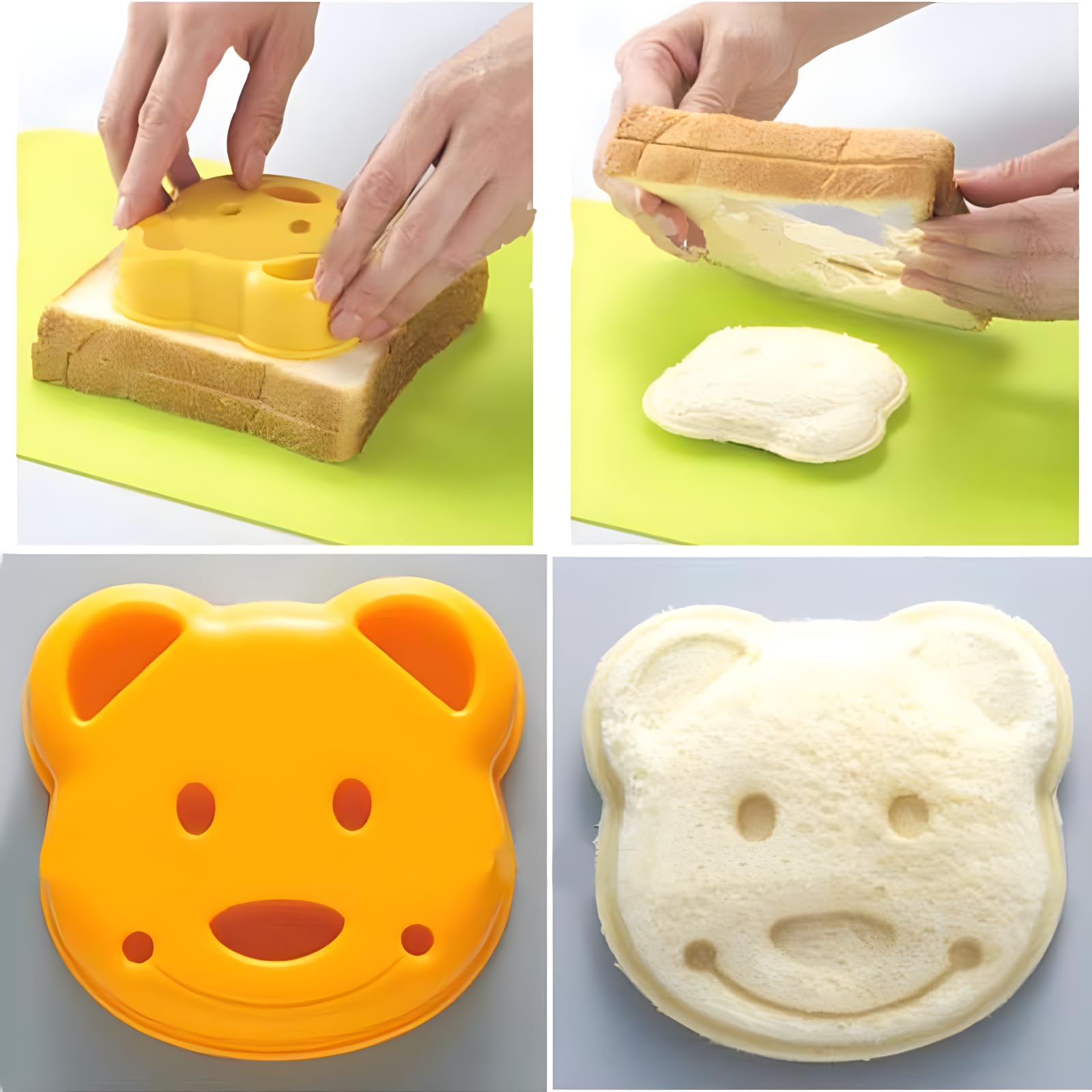 Yofan 7Pcs Bear Shape Sandwich Mold Cutters Set,Bread Sandwich Shapers Maker For Kids