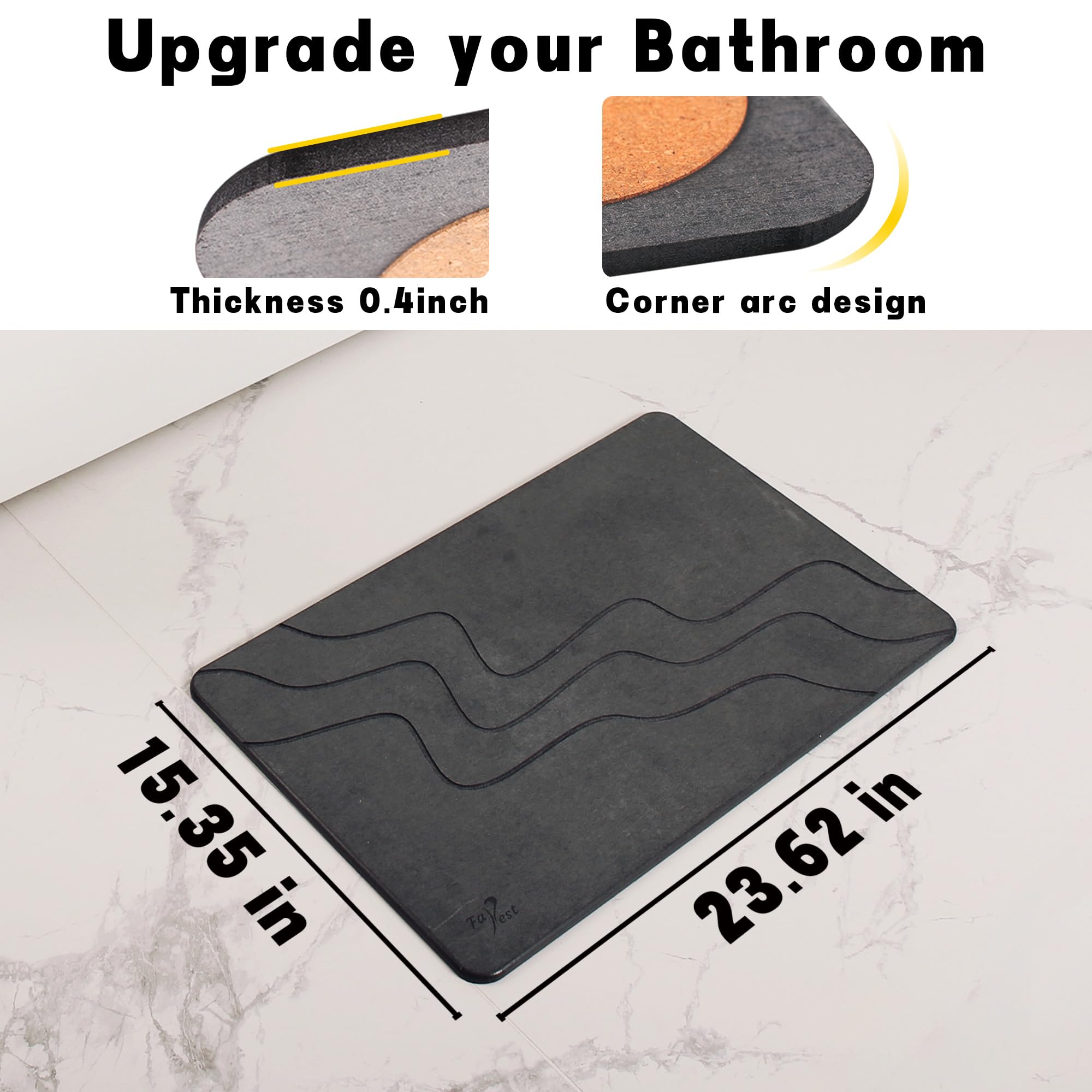 2 Pack Stone Bath Mat-Diatomaceous Earth Bath Mat Fast-Drying Stone Drying Mat Super Absorbent Diatomite Mats For Bathroom, Dish