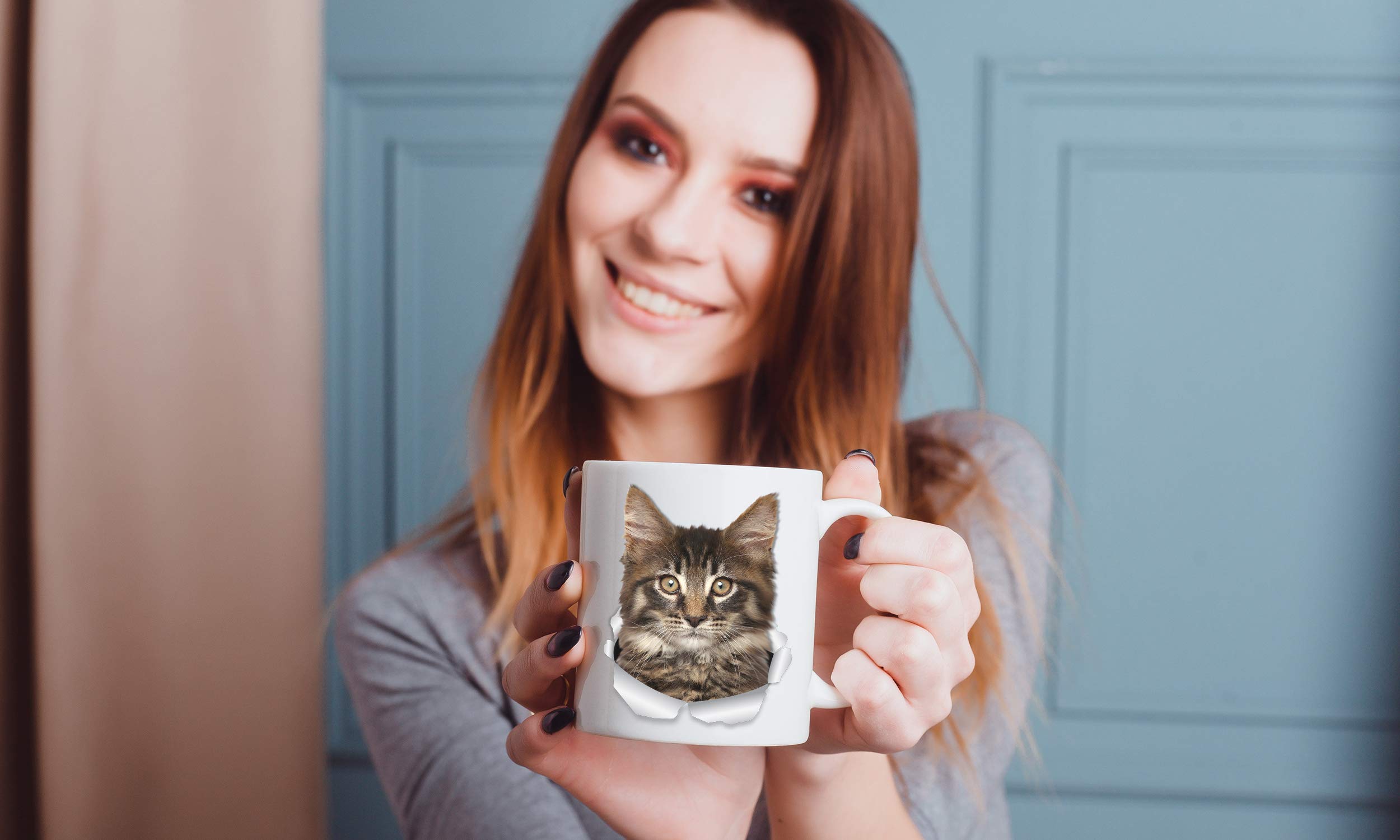 Maine Coon Cat Mug - Tabby Maine Coon Kitten Ceramic Coffee Mug - Perfect Tabby Maine Coon Cat Gifts - Funny Maine Coon Coffee M