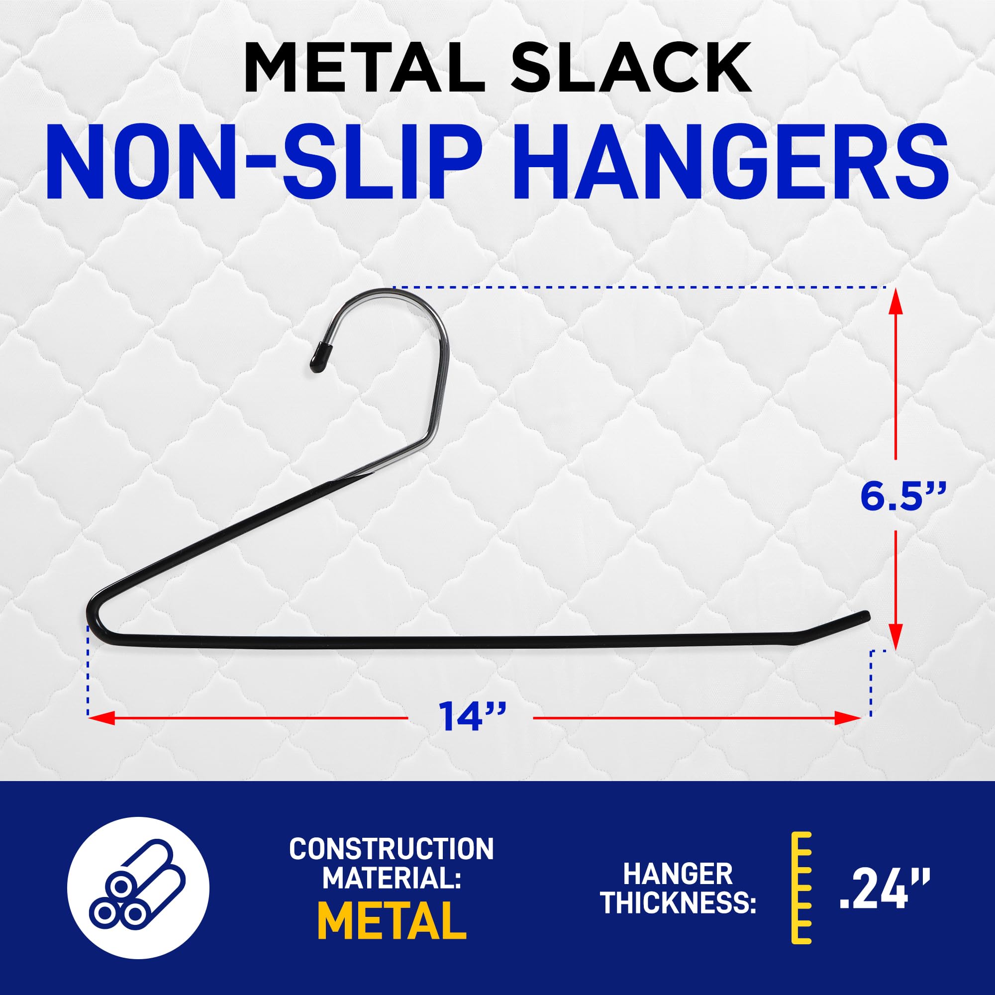 Lifemaster Metal Pants Hanger Set - 20 Pieces Elegant Non-Slip Closet Space Saving Hanger Set For Pants, Trouser, Blankets, And