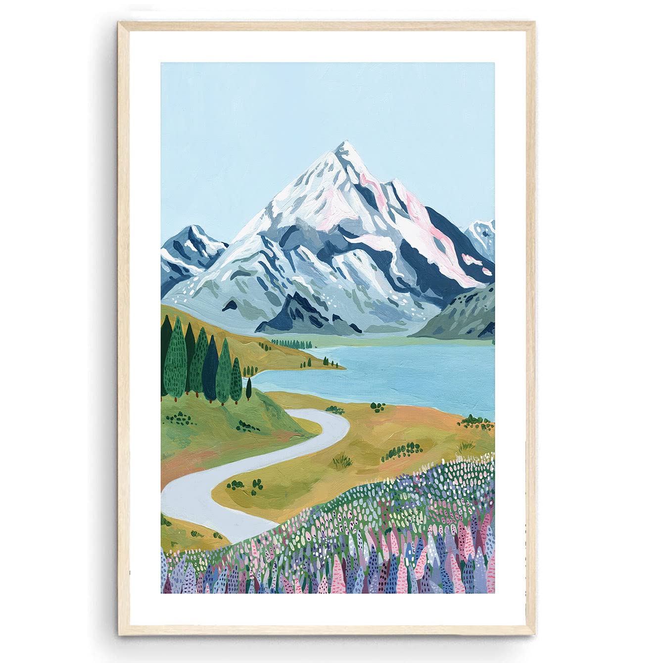Nationcog Aoraki Mount Cook, New Zealand Art Print, Travel Poster, New Zealand Art, Lake Pukaki, Travel Gift, Housewarming Gift,