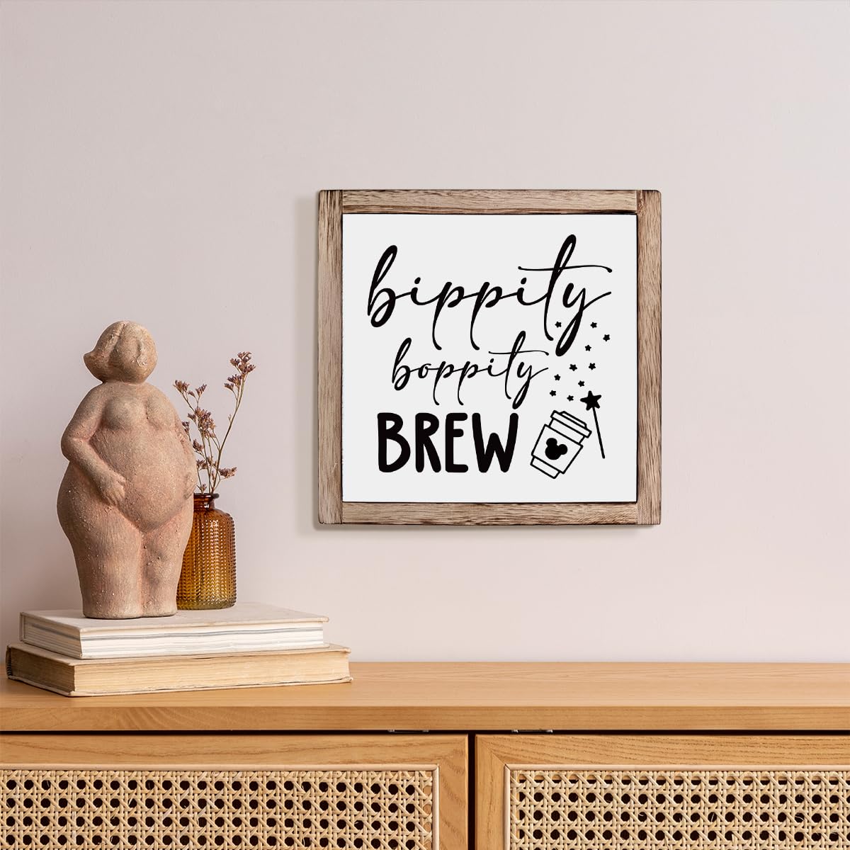Bippity Boppity Wood Plaque Sign, Box Wood Plaques Desk D  cor, Rustic Wooden Coffee Table Sign, Kitchen Home Decor, Tabletop De