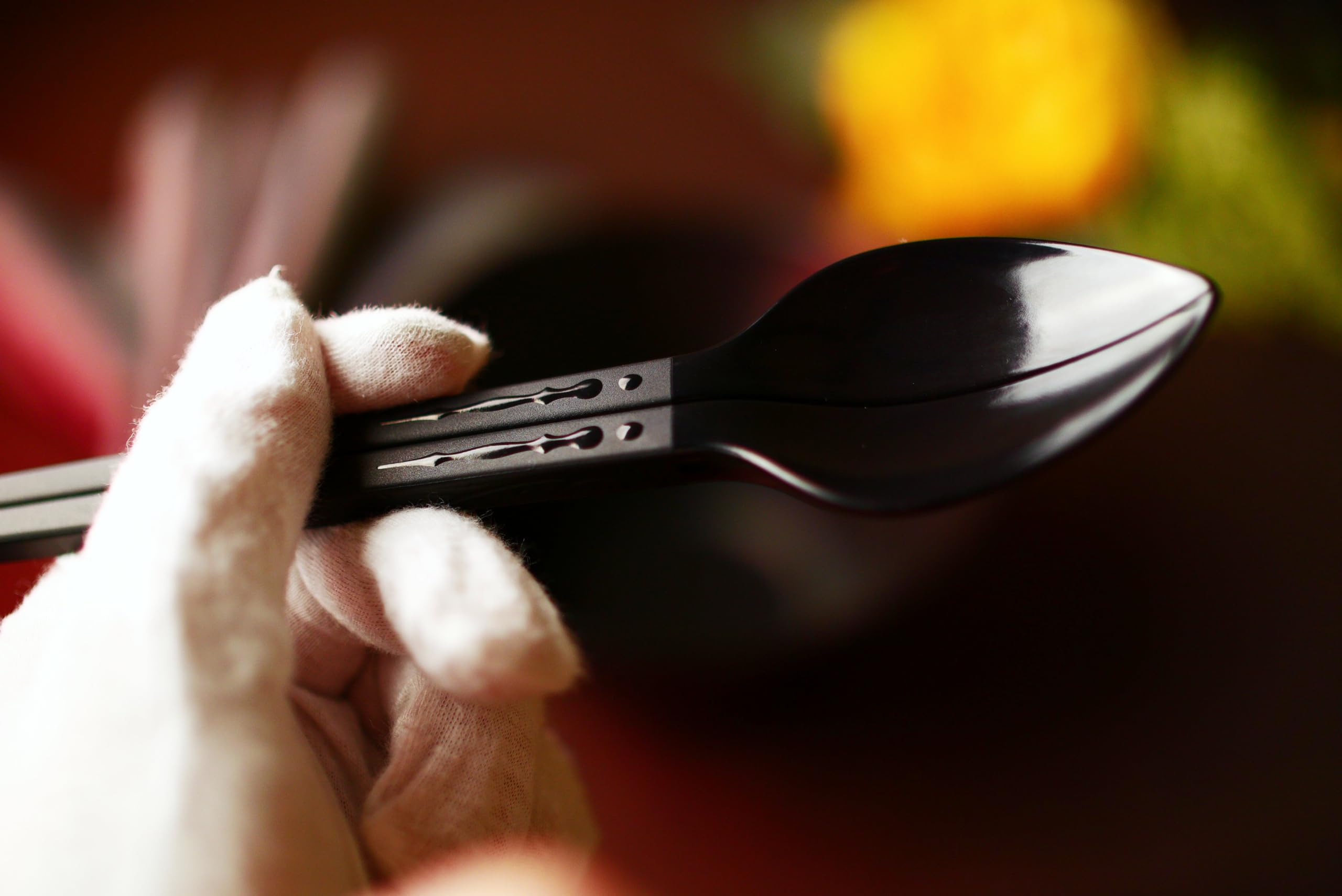 Spoon-Forming Bidirectional Chopsticks With Soft Carrying Pouch (Reusable, One Pair, Black, 2024 Edition W/Tighter Seam)