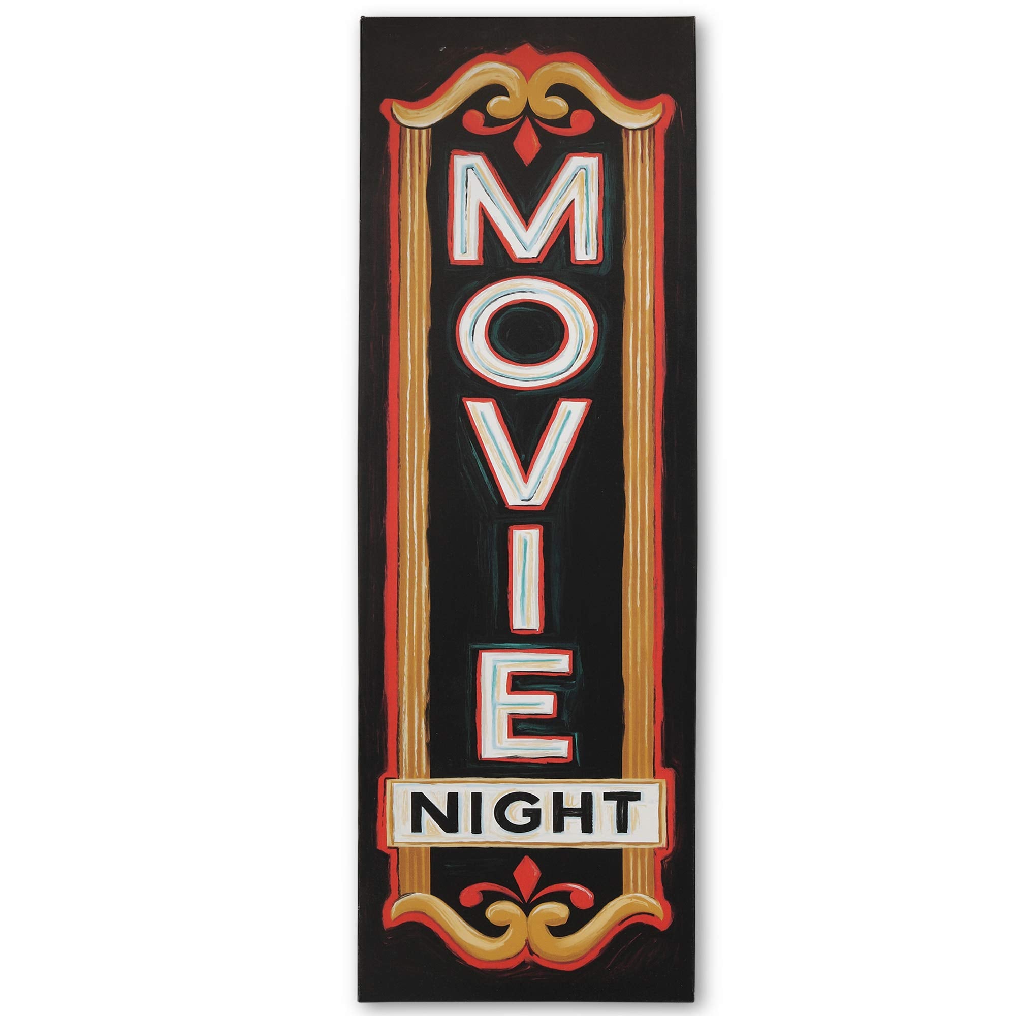 Open Road Brands Movie Night Canvas Wall Decor - Large Vintage Movie Sign For Theater Room, Man Cave Or Family Room